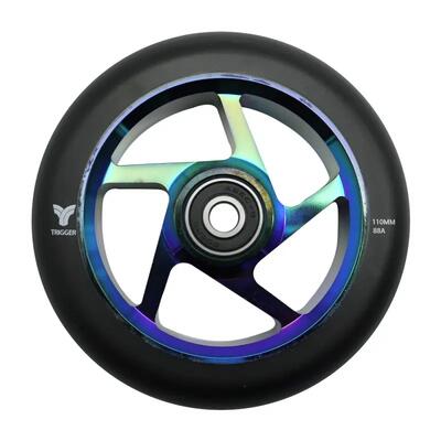 Freestyle scooterwielen trigger 5 spokes 110mm 88a neochroom zwart x2
