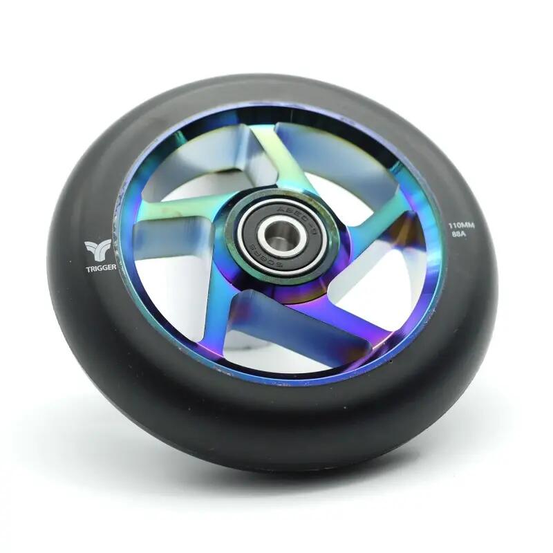Freestyle scooterwielen Trigger 5 Spokes 110mm 88A Neochroom Zwart x2 2/4