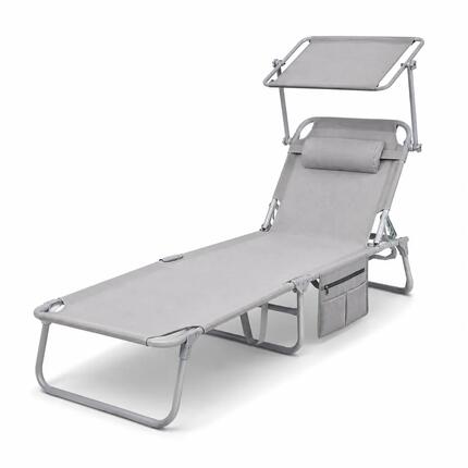Chaise longue pliable avec parasol réglable pour jardin et plage