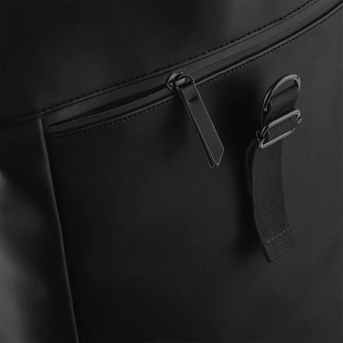 Sac à dos avec rabat roll-top en polyuréthane mat - Black - One Size 3/5
