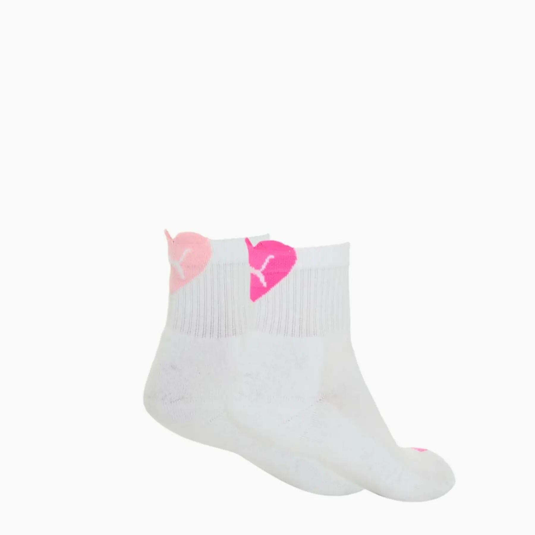 Meias femininas Puma HEART LOGO SHORT CREW (pacote com 2) 2/3