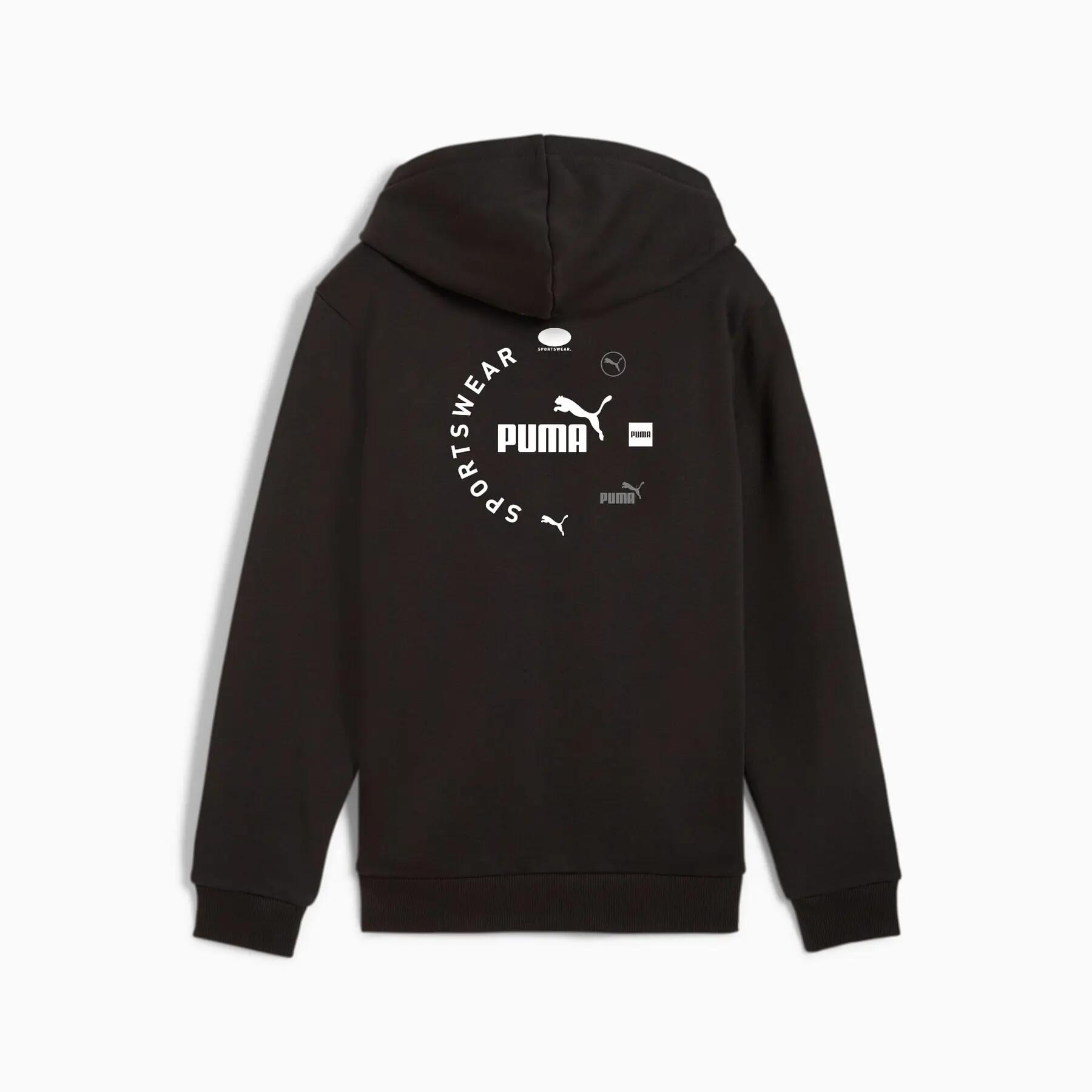 Sudadera con capucha para niño Puma POWER GRAPHIC FZ FL negra 68185501 talla 176 2/2