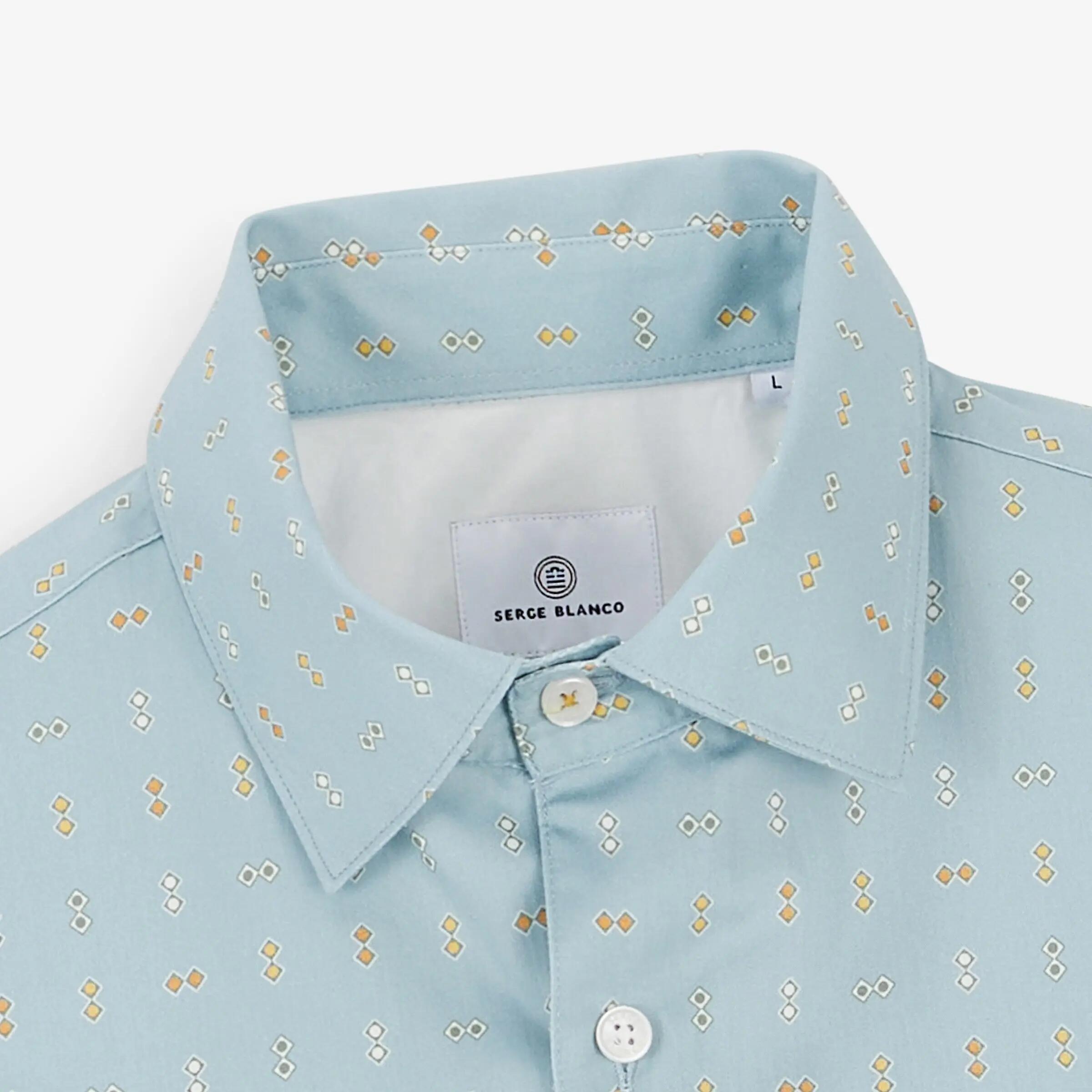 Camicia a maniche lunghe in cotone con stampa a rombi 3/4
