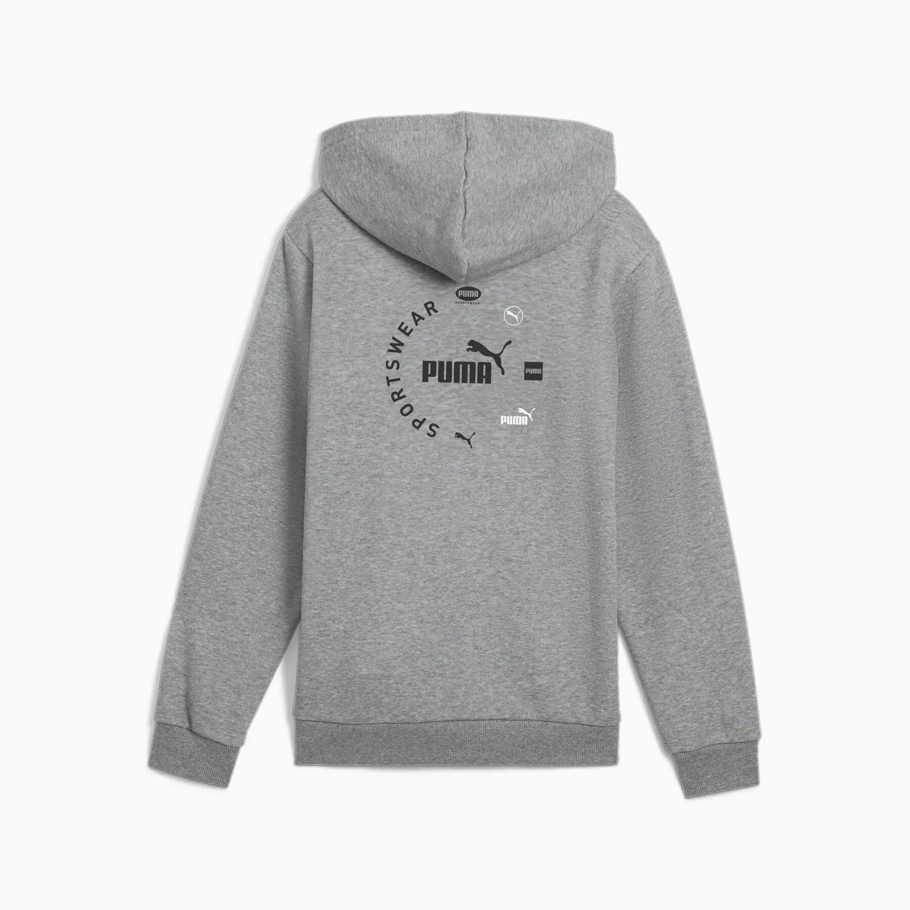 Felpa con cappuccio da ragazzo Puma POWER GRAPHIC FZ FL grigia 68185503 2/2