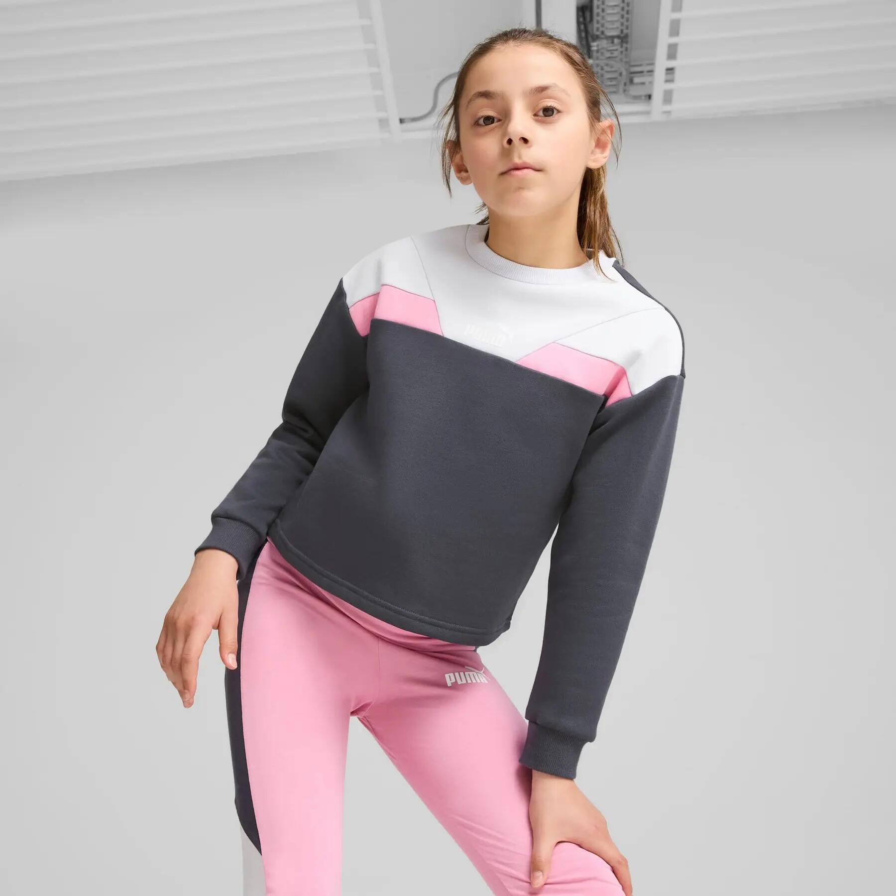 Sudadera Puma POWER CREW FL para niña, color gris, 68178769, talla 164 3/5