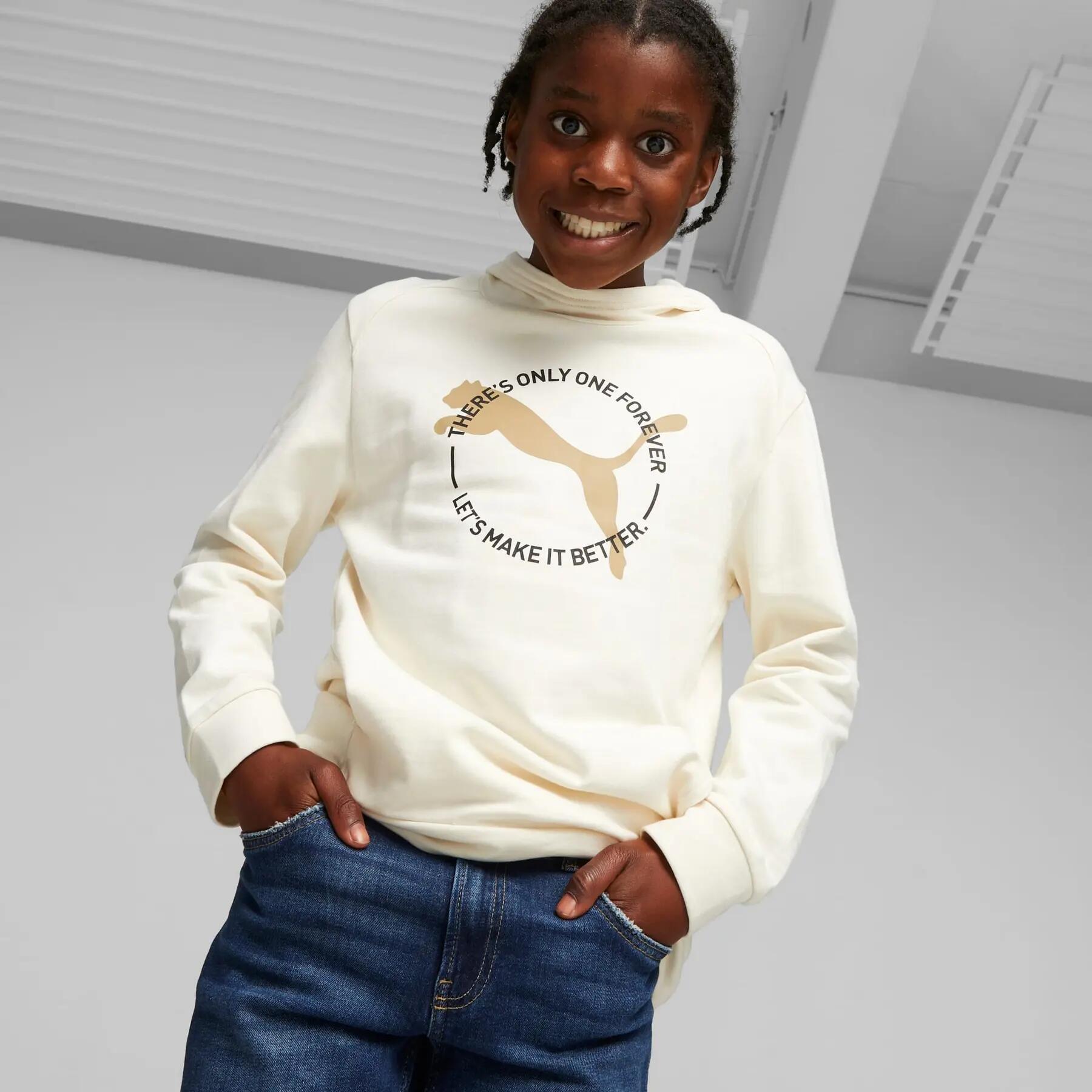 Felpa con cappuccio da ragazzo Puma BETTER SPORTSWEAR TR beige 67638499 3/5