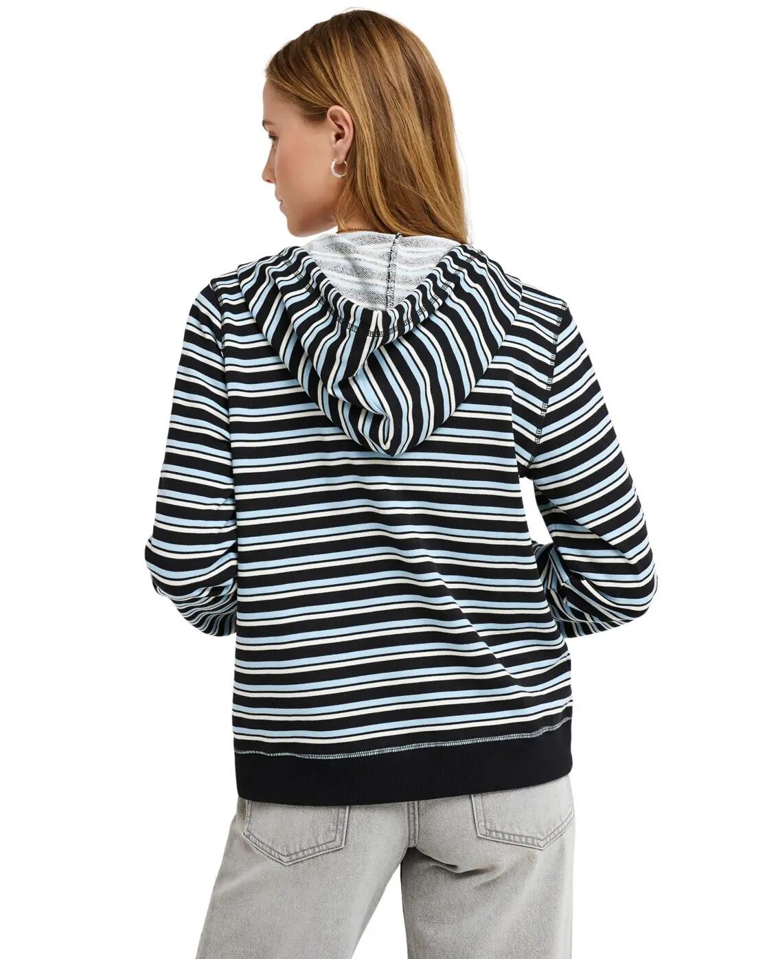 Sweat à capuche zippé rayé PERFECT STRIPE Noir Femme 3/4