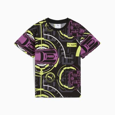 Puma x hot wheels relaxed aop jongens t-shirt zwart 63007401 maat 122