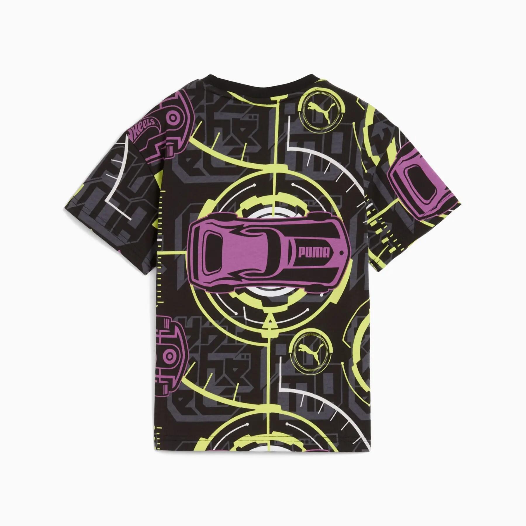 Camiseta infantil Puma X HOT WHEELS RELAXED AOP preta 63007401 tamanho 116 2/3