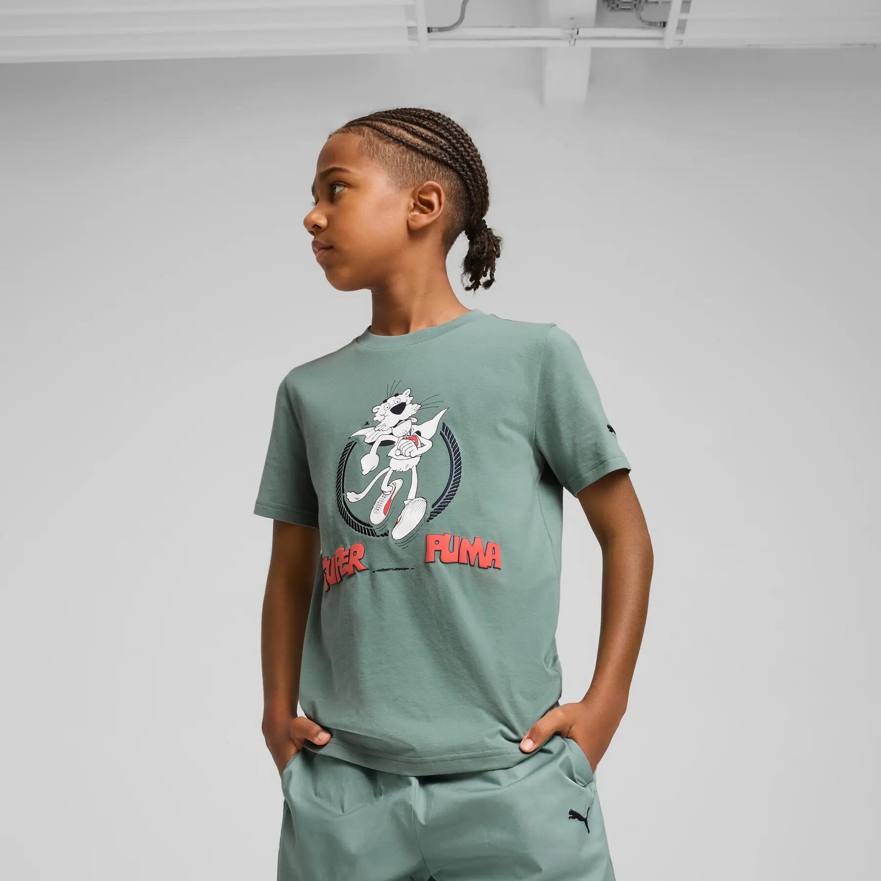 Camiseta Puma SUPER GRAPHIC I infantil verde 62986430 tamanho 176 3/3