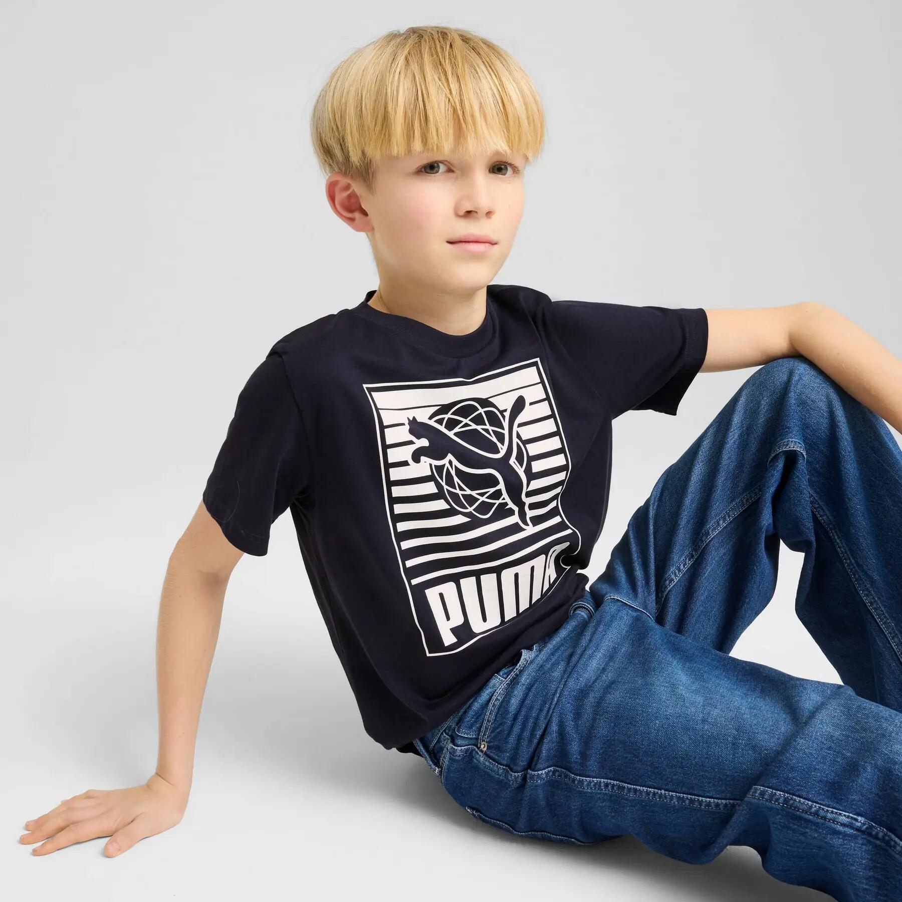 T-shirt da ragazzo Puma GRAPHICS I blu navy 68580316 taglia 140 3/3