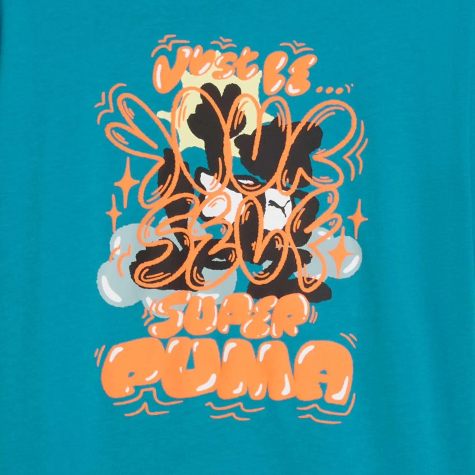 Camiseta infantil Puma GRAPHIC SUPER azul 63222966 tamanho 176 3/3