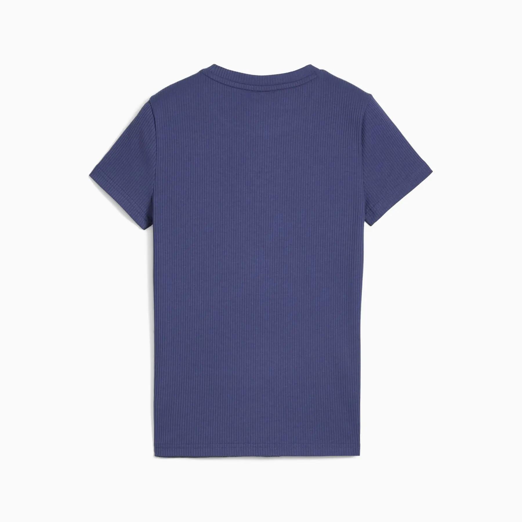 Camiseta infantil Puma GRAPHICS RIBBED IV roxa 63074546 tamanho 152 2/3