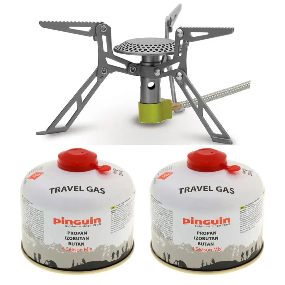 Комплект пътна горелка Pinguin Mantis Titan + 2 газови бутилки 230 g