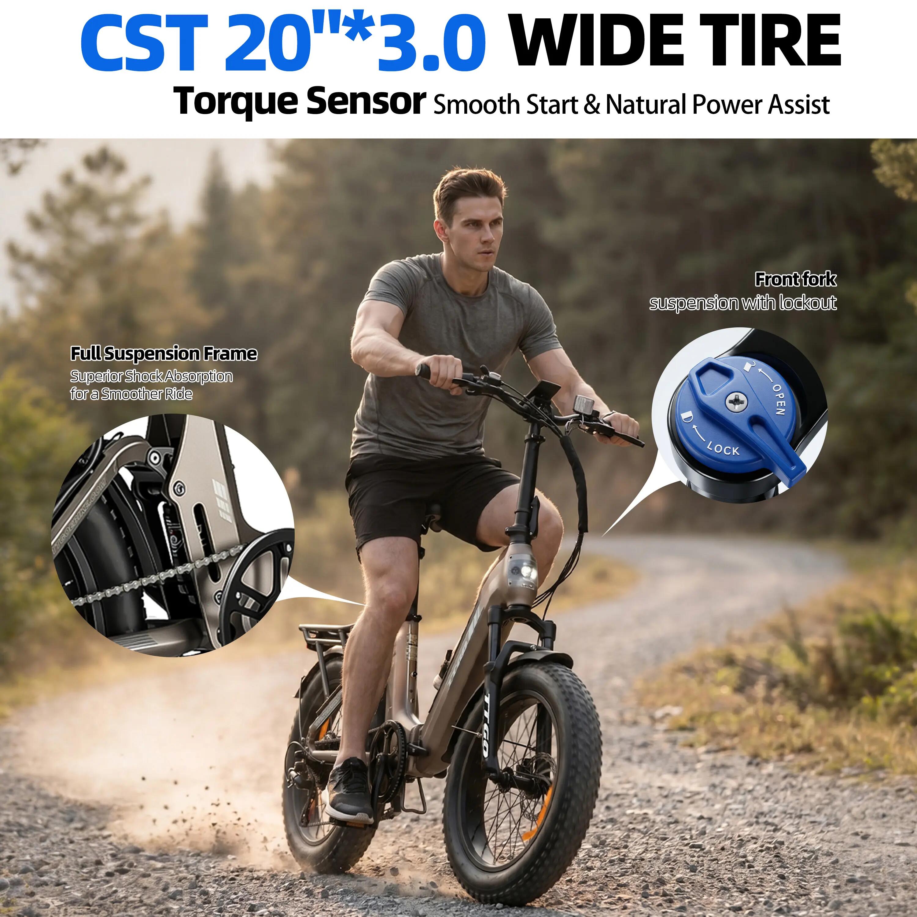 Erwachsenen‑E‑Fahrrad TTGO F7, 250W Motor, 48V 15Ah Akku, 20‑Zoll‑Reifen 8/10