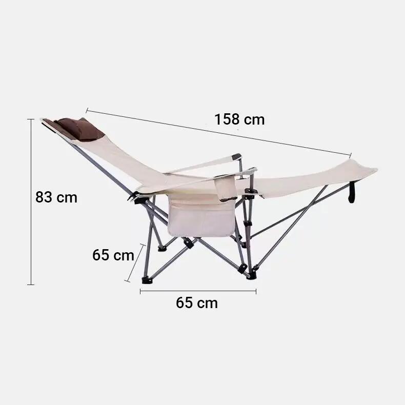 Silla de camping brazos, porta bebidas, bolsa y reposapiés (Beige) 7/7