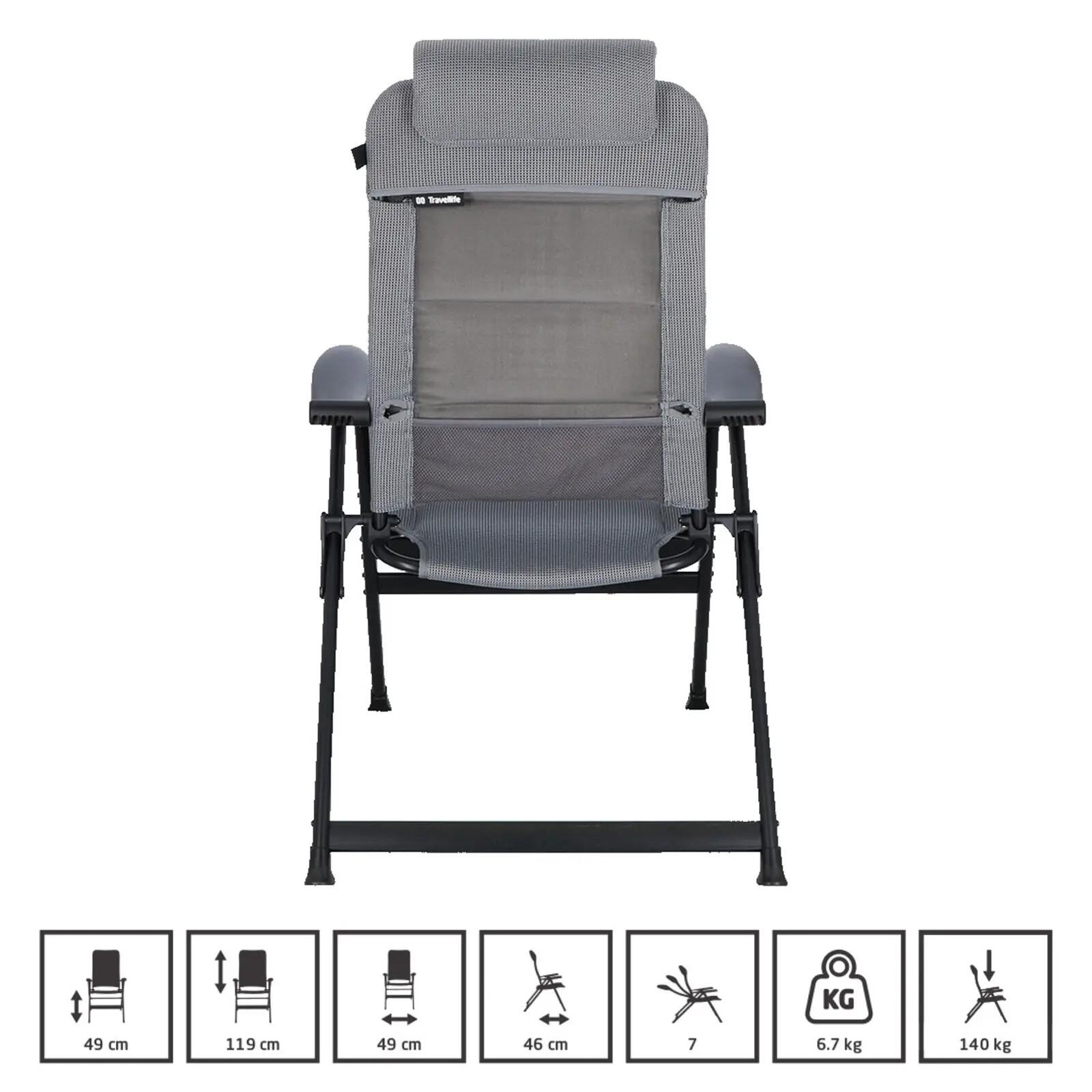 Sedia da campeggio Olbia pieghevole regolabile alluminio 150 kg 2/7