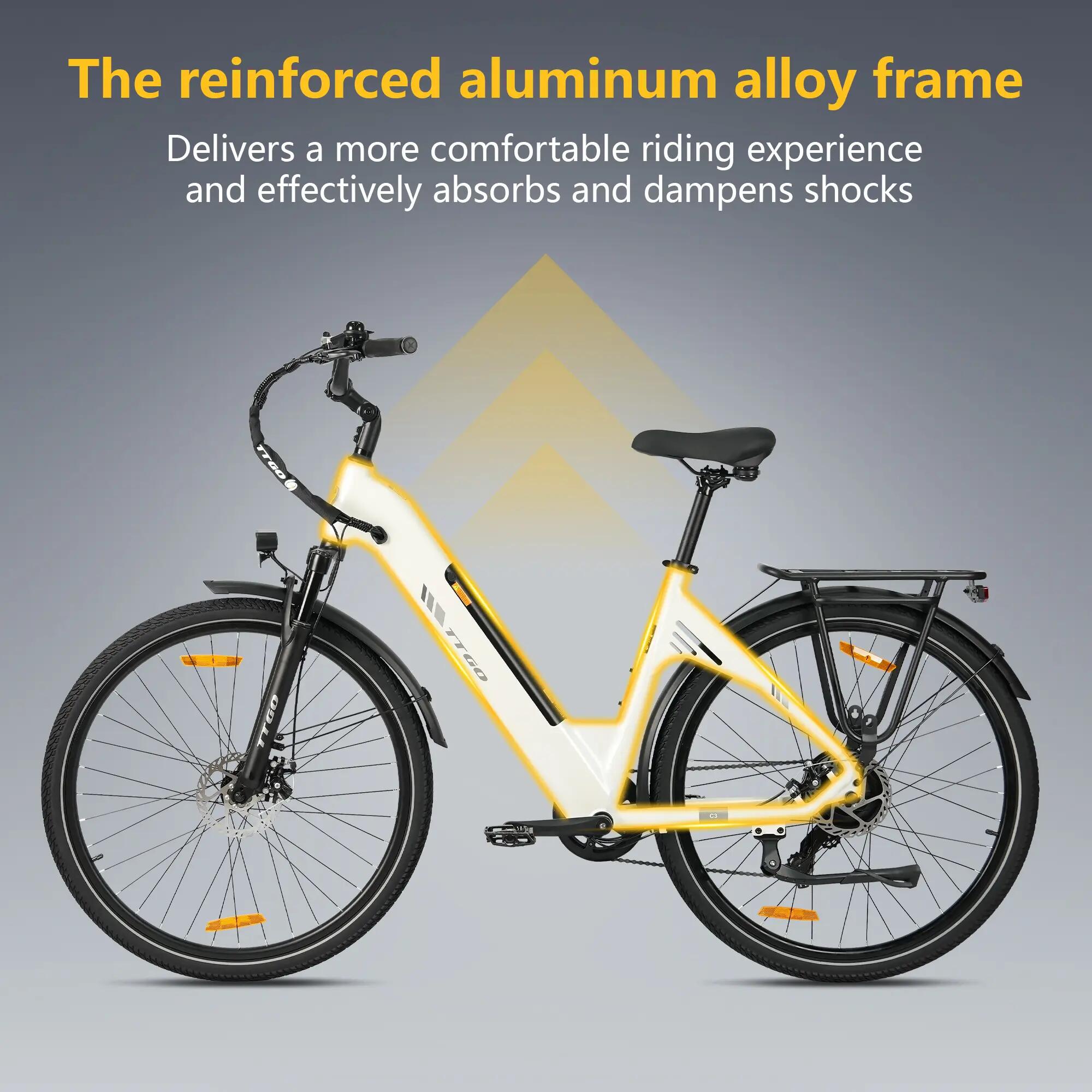 Bicicleta elétrica para adultos TTGO C3SE Bateria 36V18Ah Motor 250W 10/15