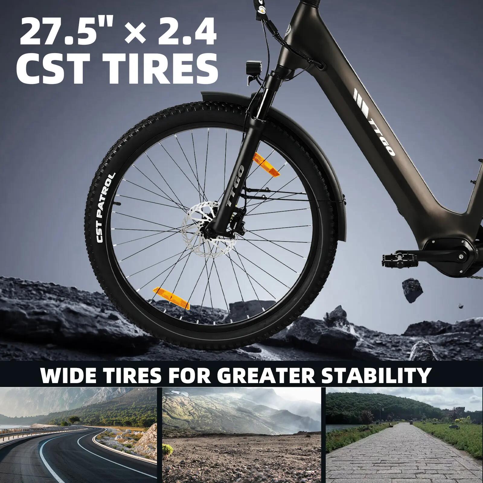 Elektrische fiets voor volwassenen TTGO Z3 batterij 48V 15Ah banden 27,5 inch 8/15