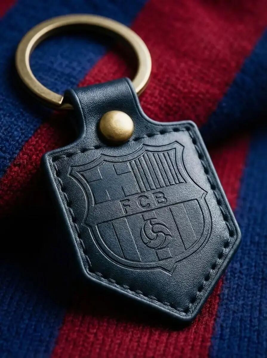 FC Barcelona brelok herb oryginalny na licencji skórzany proporczyk czarny