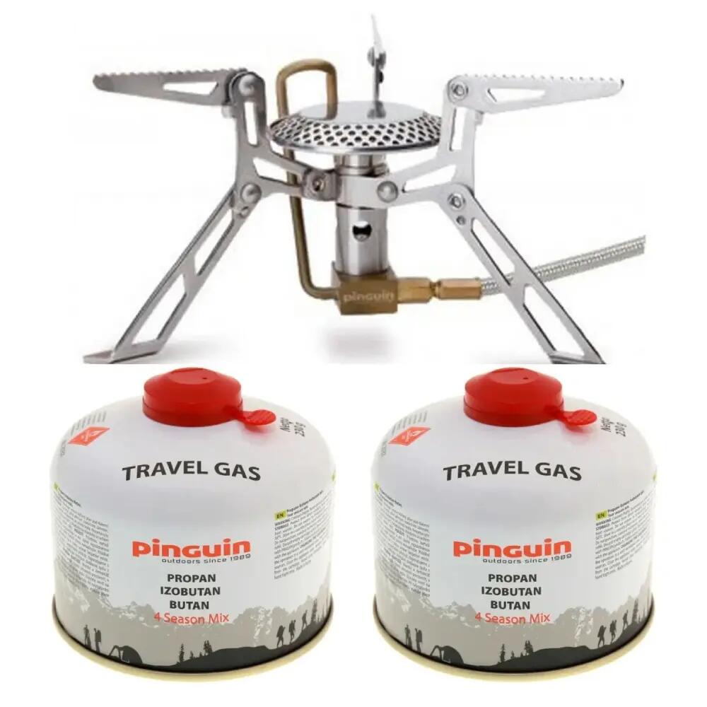 Комплект пътна горелка Pinguin Mantis + 2 газови бутилки по 230 g