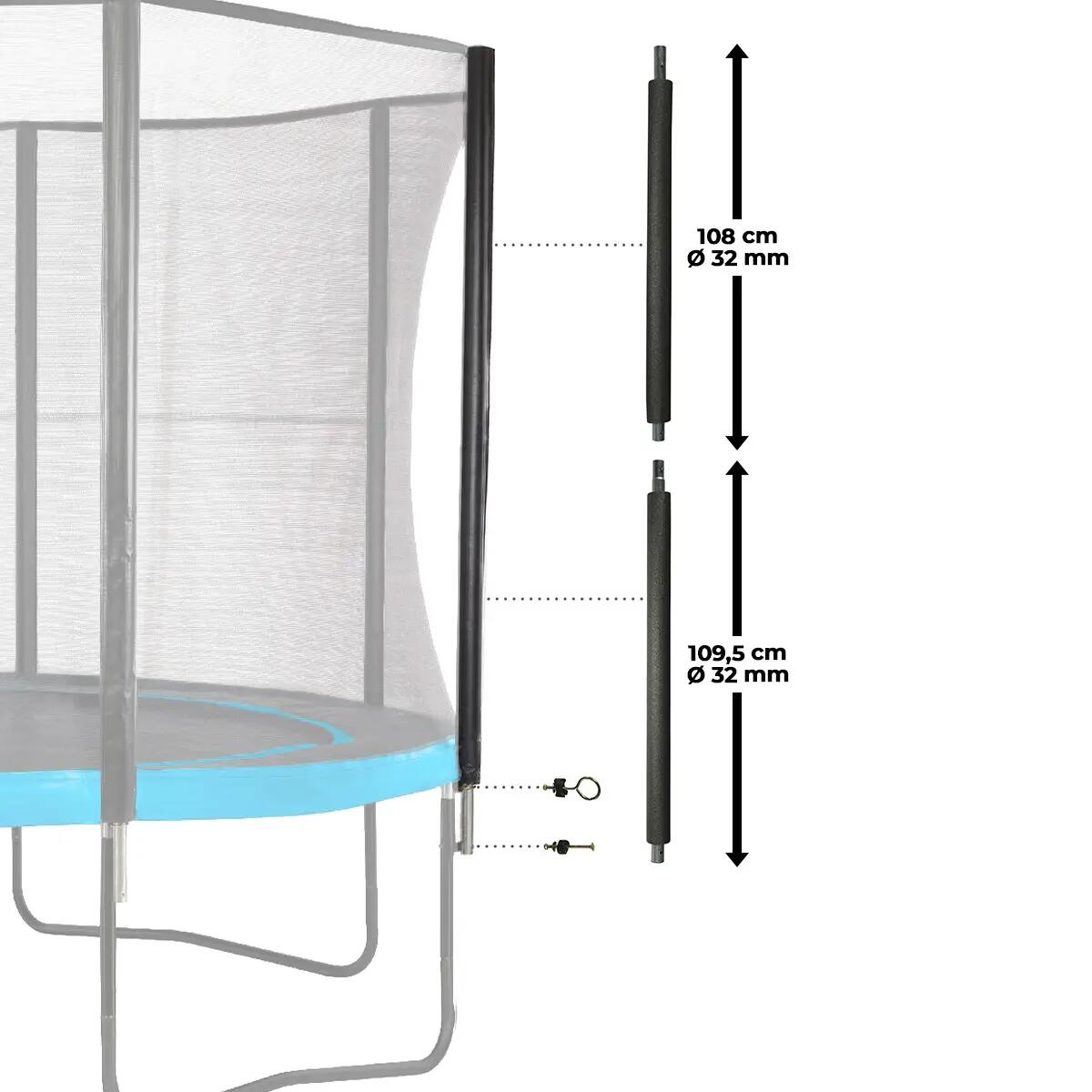 Haste da rede de trampolim Punchi Ø32 mm - Altura da rede 180 cm 3/5