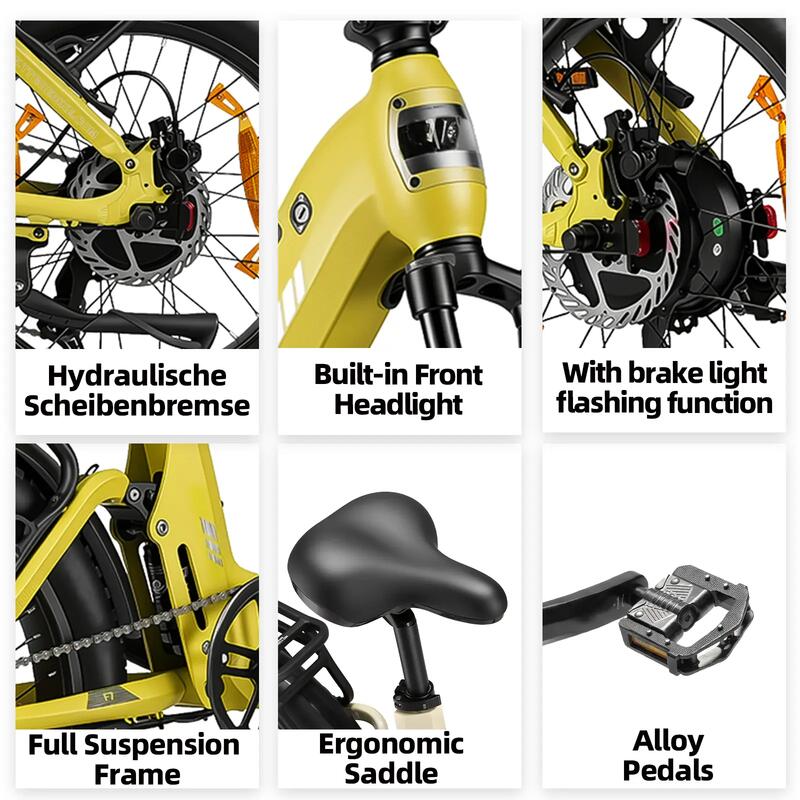 Bicicletă electrică pliabilă TTGO F7, baterie de 48 V 15 Ah, motor de 250 W