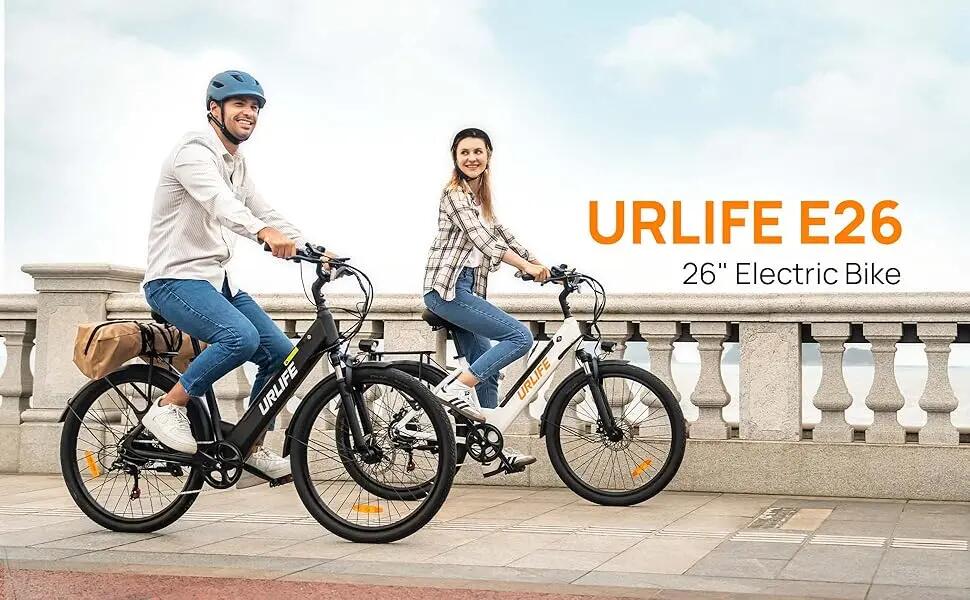 Bicicleta elétrica URLIFE E26 | Motor 250W | Bateria 48V 10.4AH | Pneu 26" 5/9