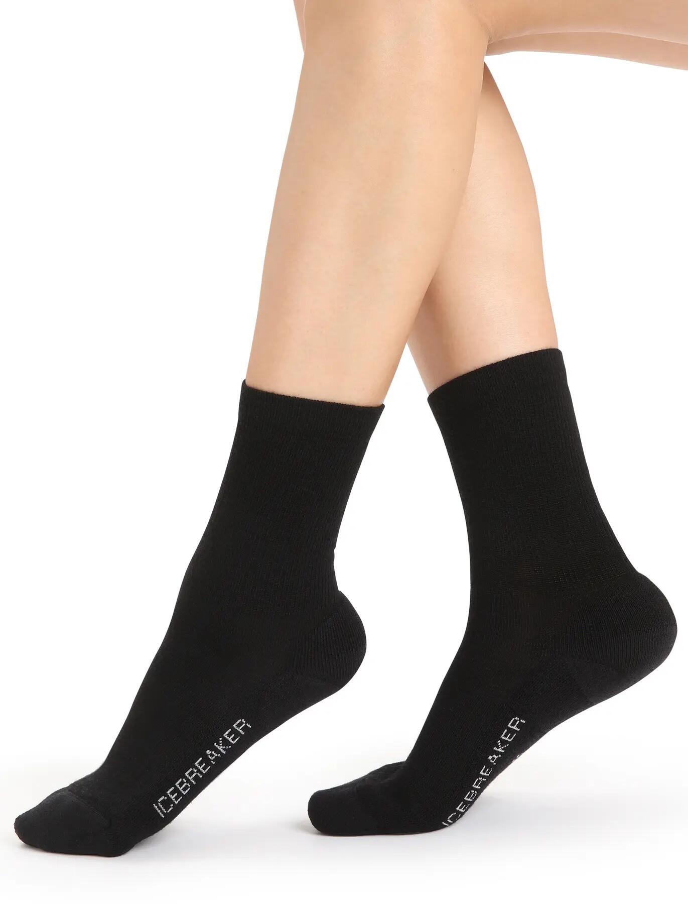 Meias femininas Icebreaker LIFESTYLE LIGHT CREW pretas IBIBN313001 r S 3/4