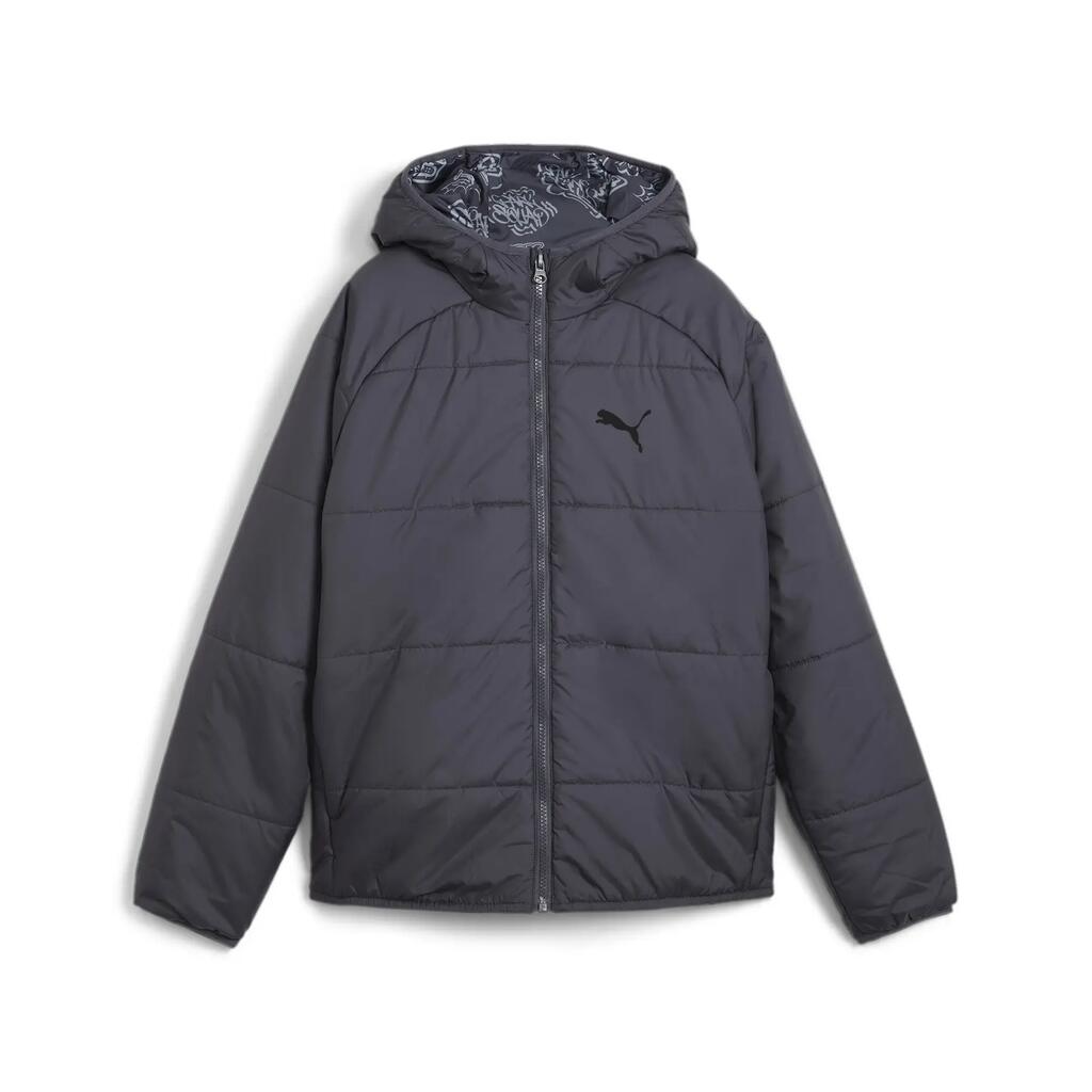 Puma REVERSIBLE PUFFER boys' hooded jacket gray 68283369 r 128