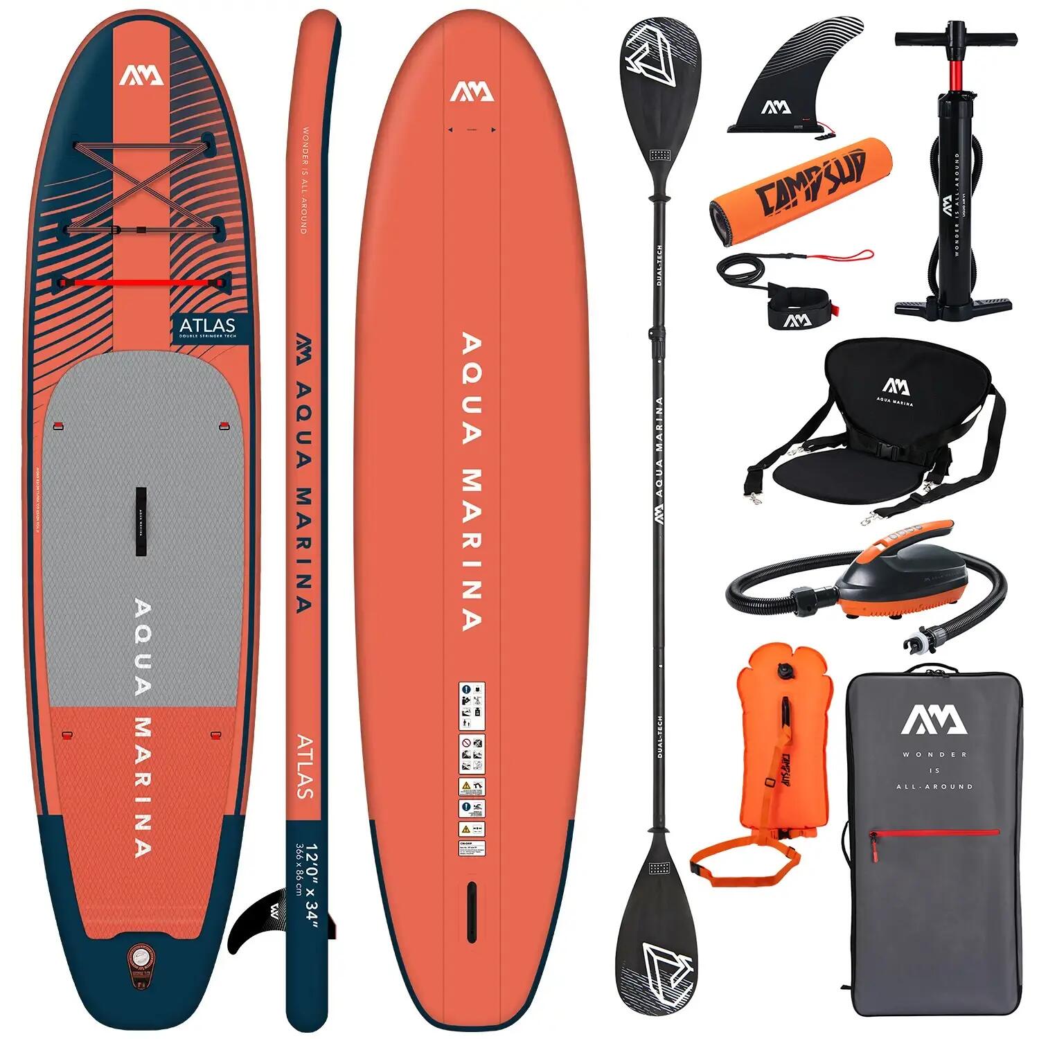 Deska SUP Aqua Marina Atlas 12'0 366 cm Super Combo +POMPKA EP-T16 +BOJKI 1/15