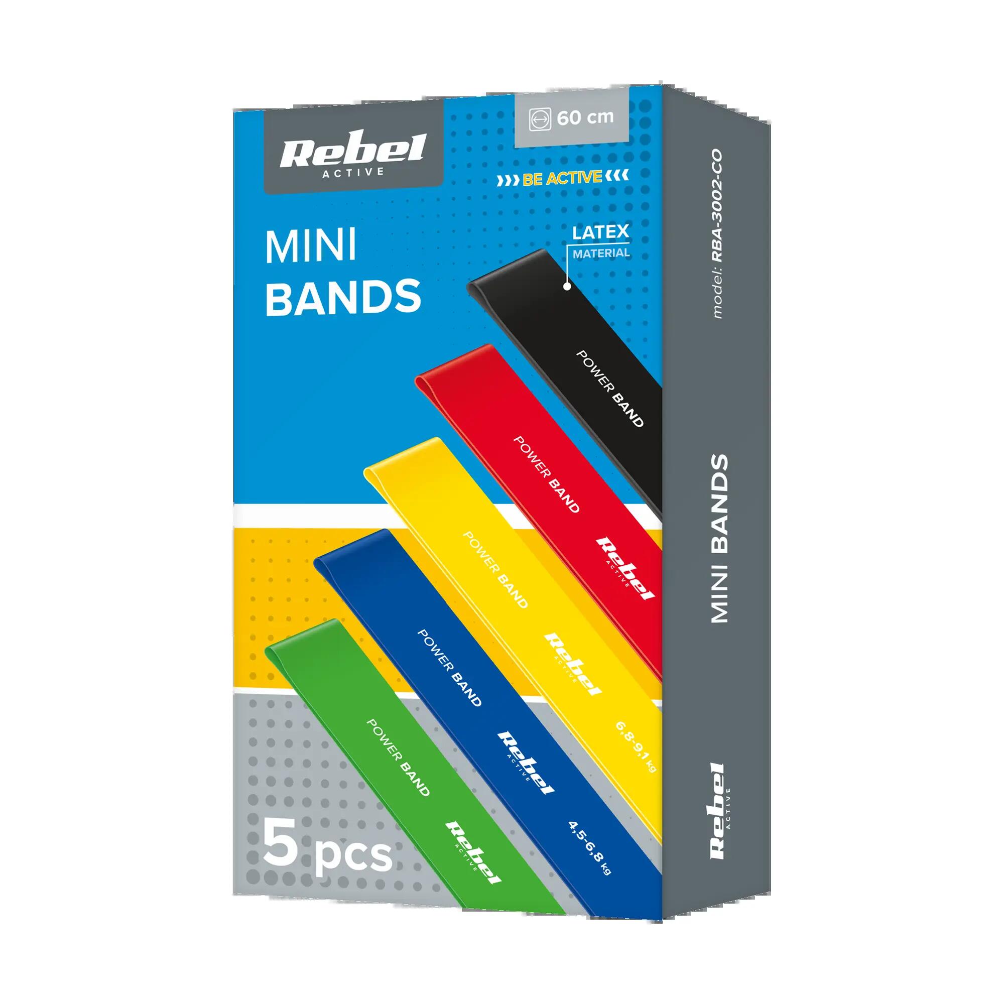 Zestaw 5 gum taśm do ćwiczeń treningu rehabilitacyjna fitness band Rebel 6/7