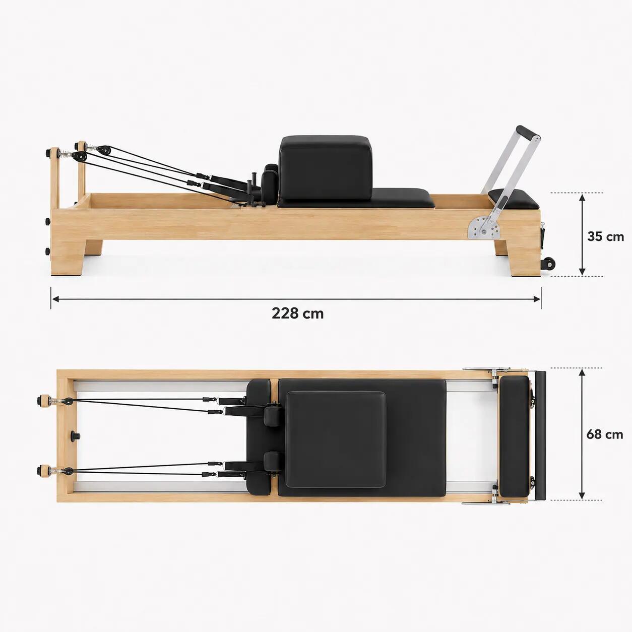 H60 Pilates Reformer van rubberhout 6/6
