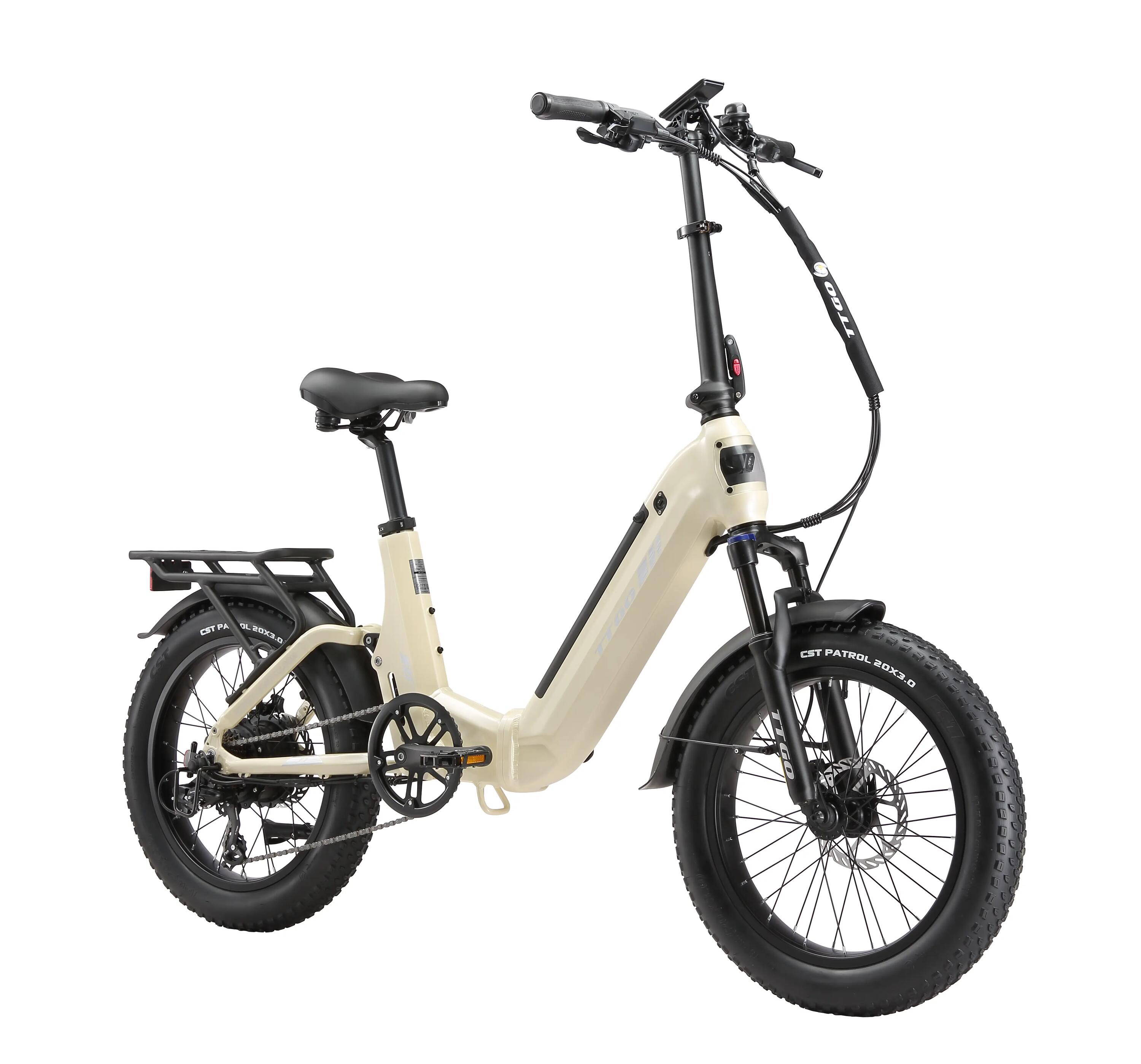 E-bike urbana adulto TTGO F7 motor 250W 70N·m pneus largos CST 20×3.0 5/7