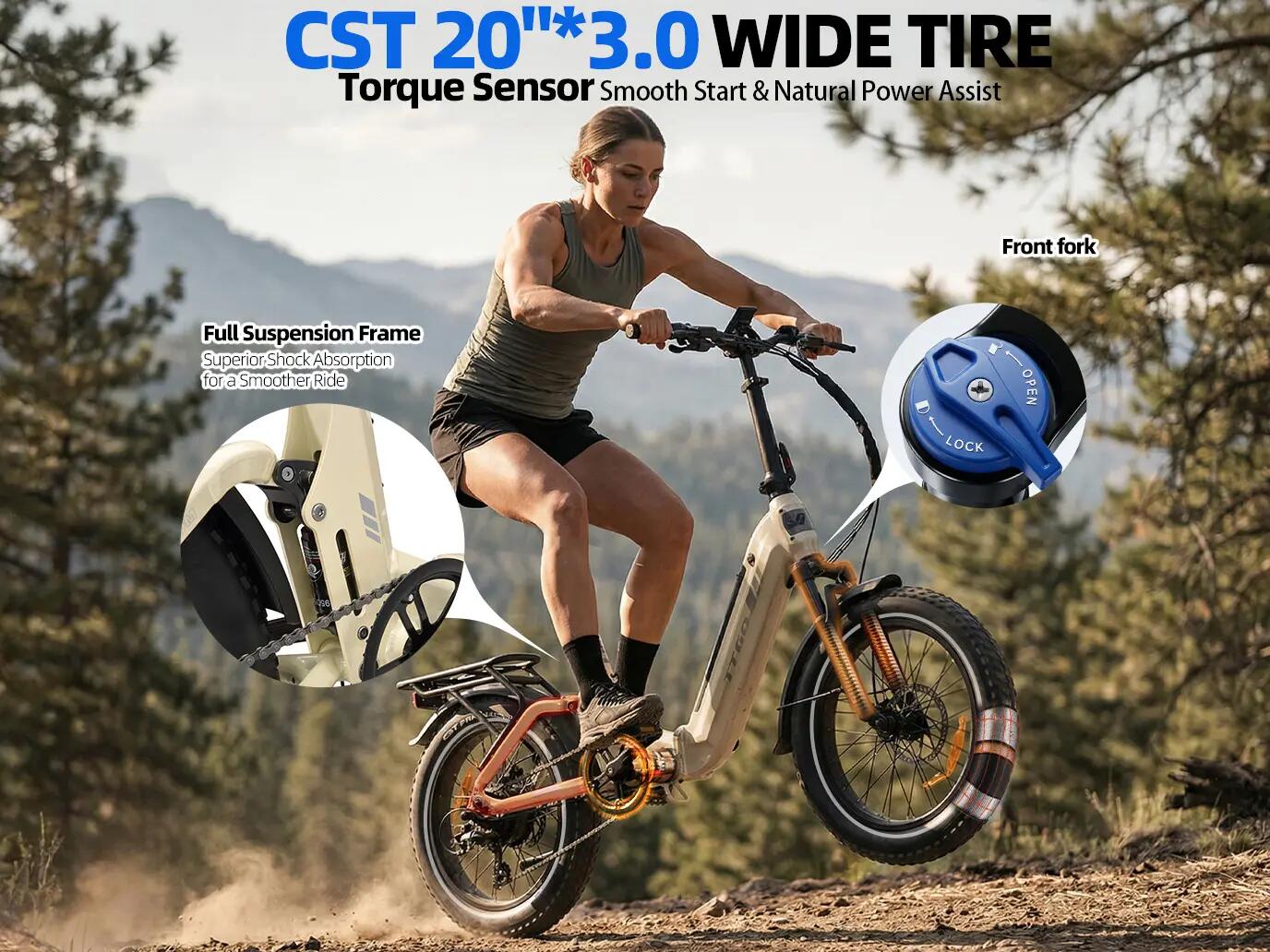 Bicicleta elétrica adulta F7, pneus 20" x 3,0", bateria 48V 15Ah, motor 250W. 7/7
