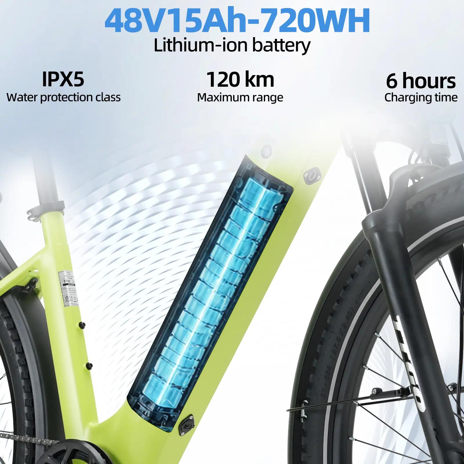Elektrische fiets voor volwassenen TTGO Z3 batterij 48V 15Ah banden 27,5 inch 8/14