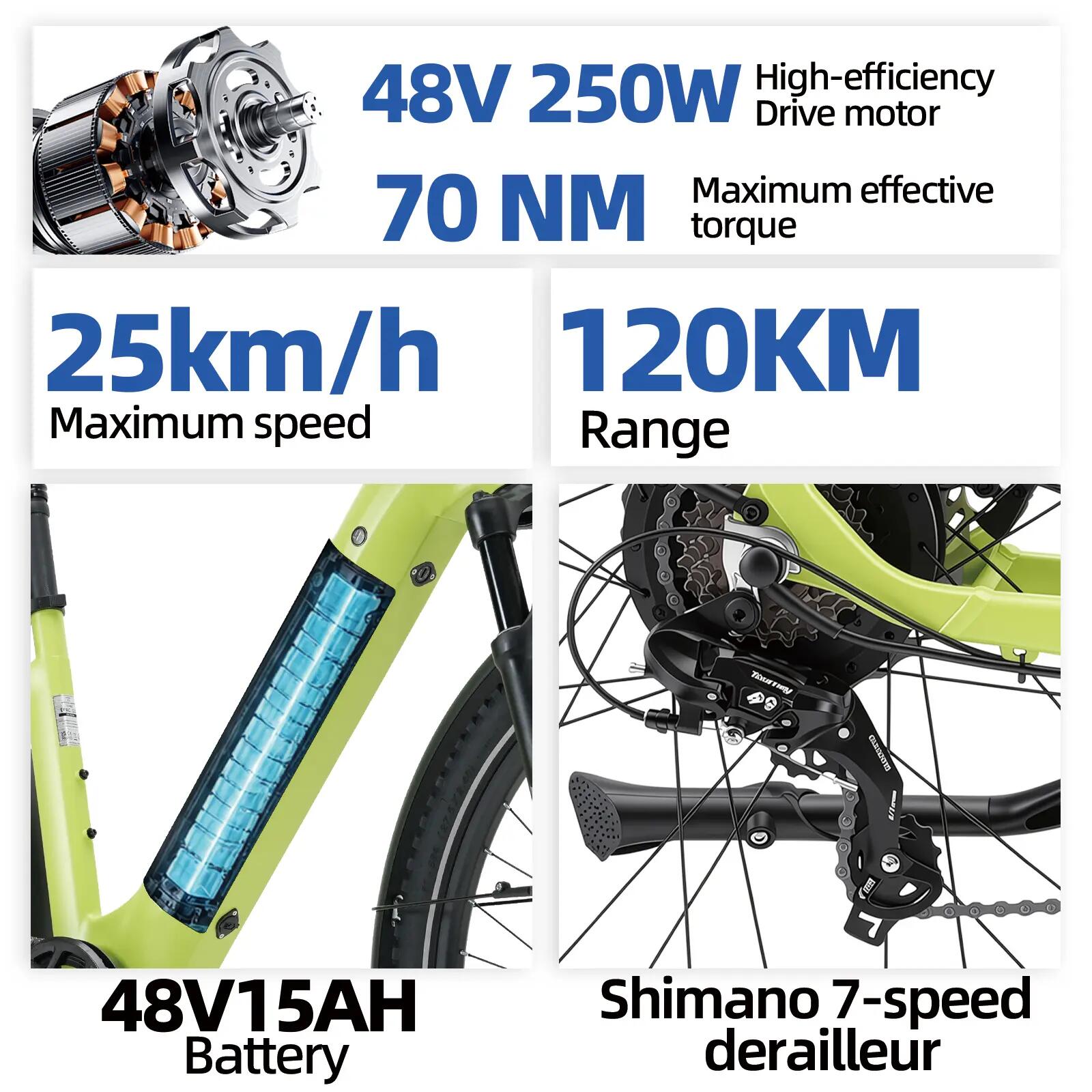 Elektrische fiets voor volwassenen TTGO Z3 batterij 48V 15Ah banden 27,5 inch 7/14