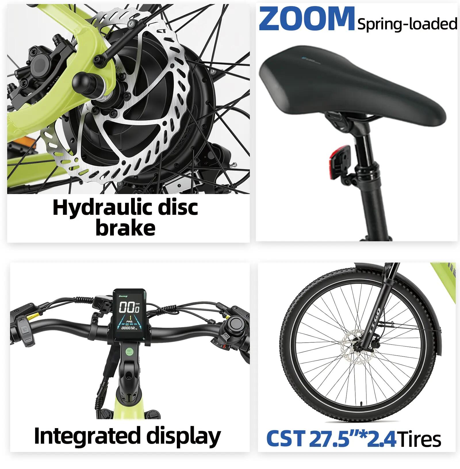 Elektrische fiets voor volwassenen TTGO Z3 batterij 48V 15Ah banden 27,5 inch 6/14