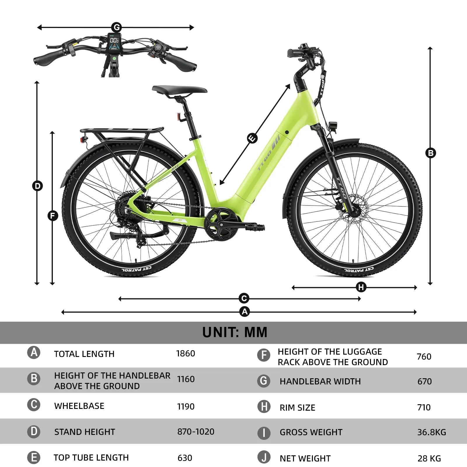 Elektrische fiets voor volwassenen TTGO Z3 batterij 48V 15Ah banden 27,5 inch 14/14