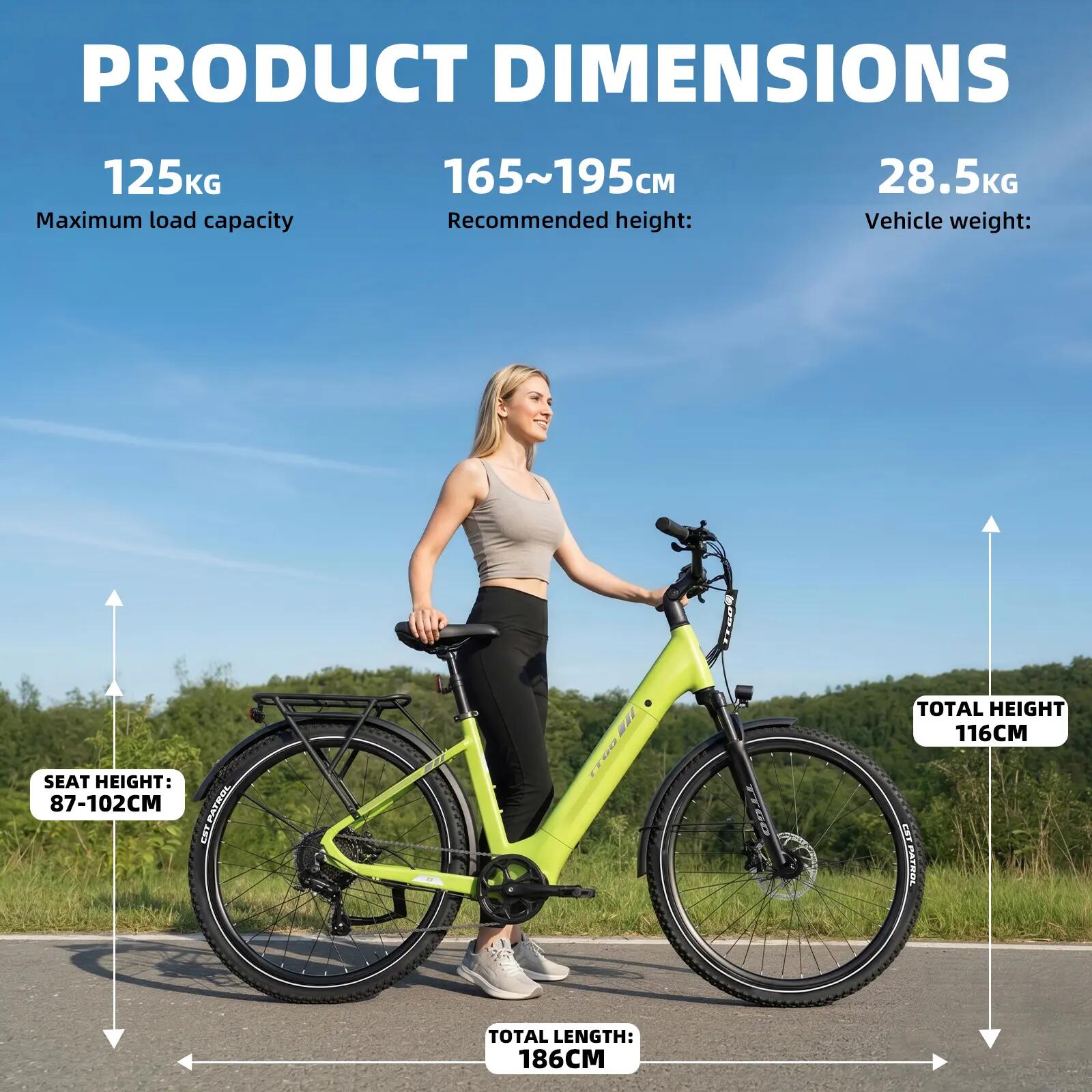 Elektrische fiets voor volwassenen TTGO Z3 batterij 48V 15Ah banden 27,5 inch 10/14
