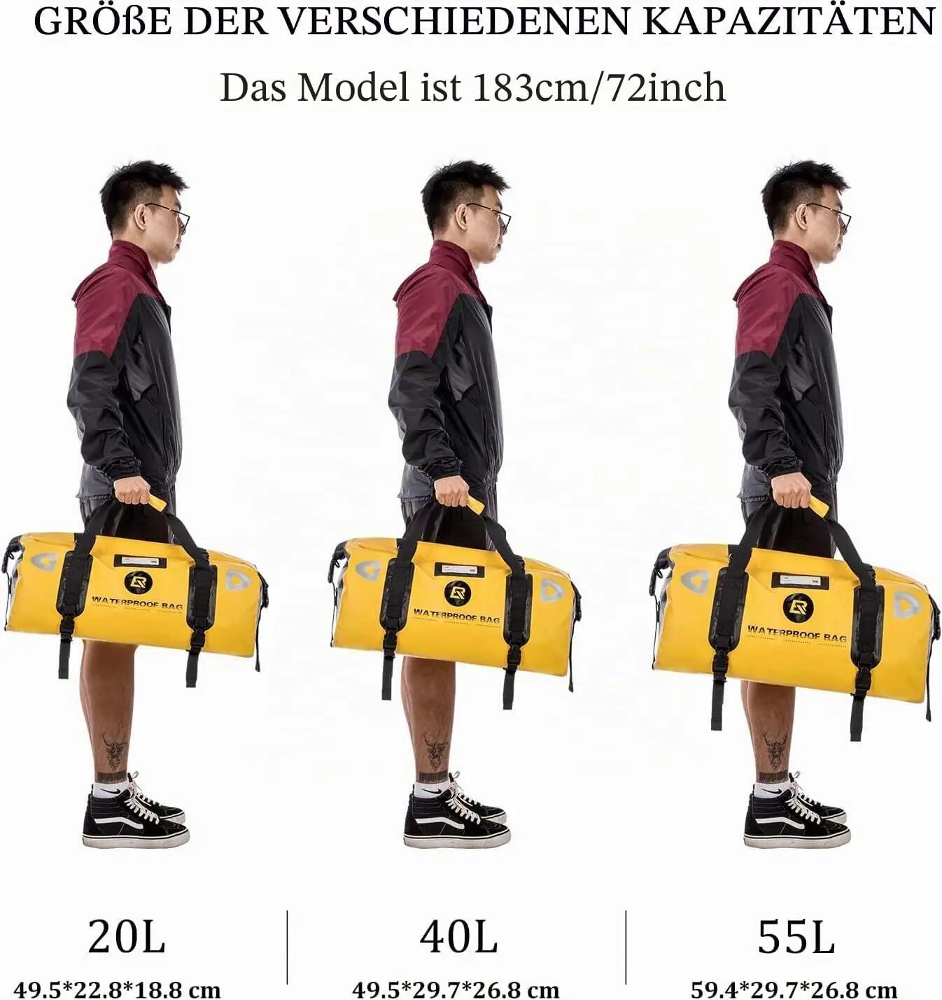 Wasserdichte Motorrad-Hecktasche 55L mit Rollverschluss & Schultergurt 6/7