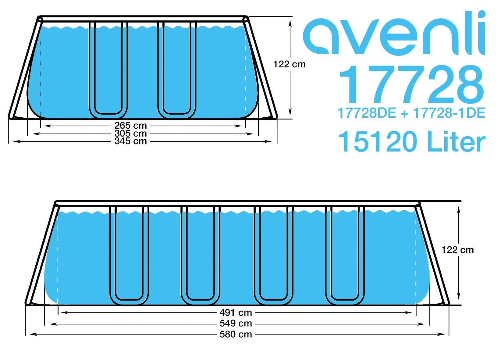 Frame Pool Komplettset 549x305x122cm grau mit Filterpumpe & Sicherheitsleiter 9/9
