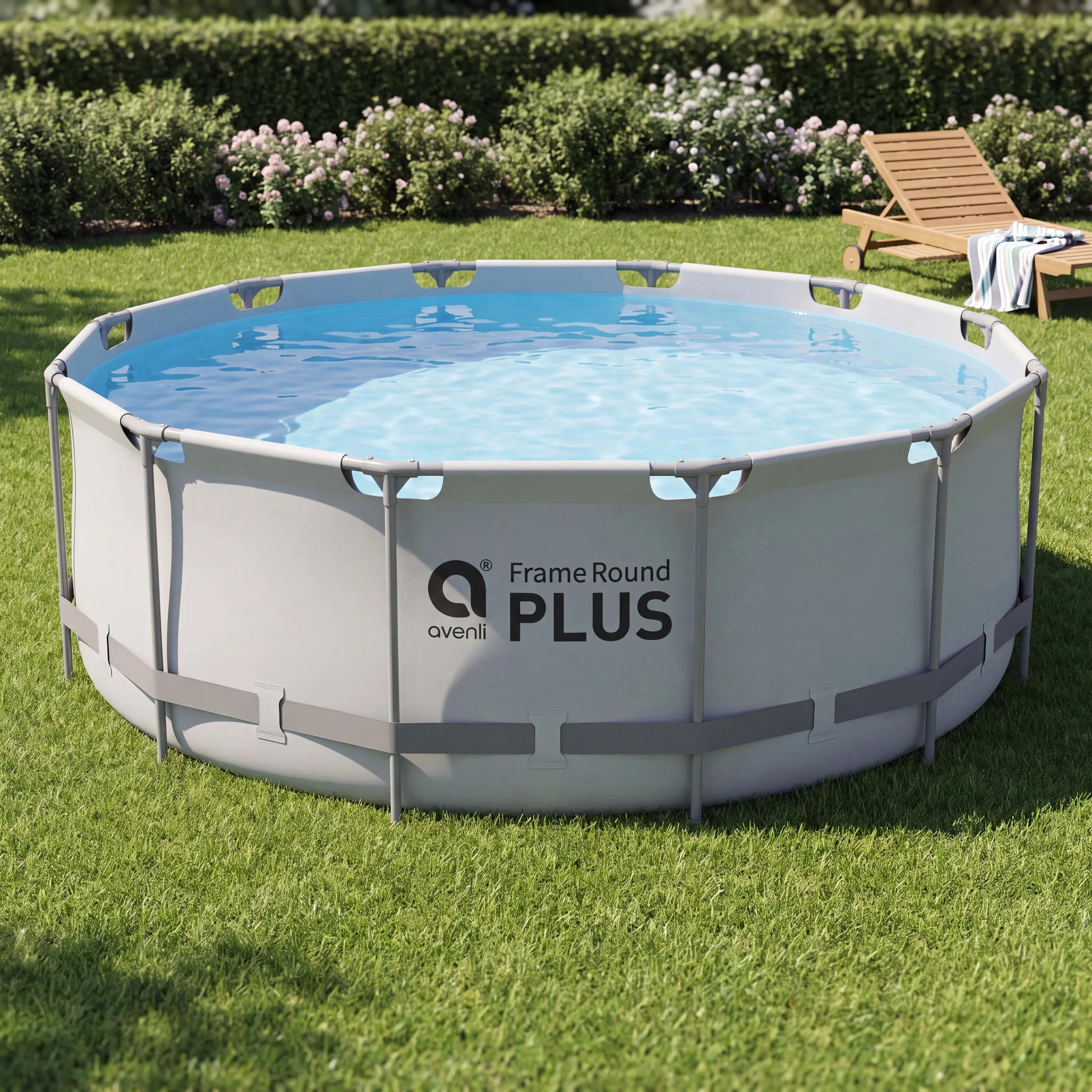 Frame Pool Ersatzpool rund 366x100 cm grau ohne Filterpumpe 9/15