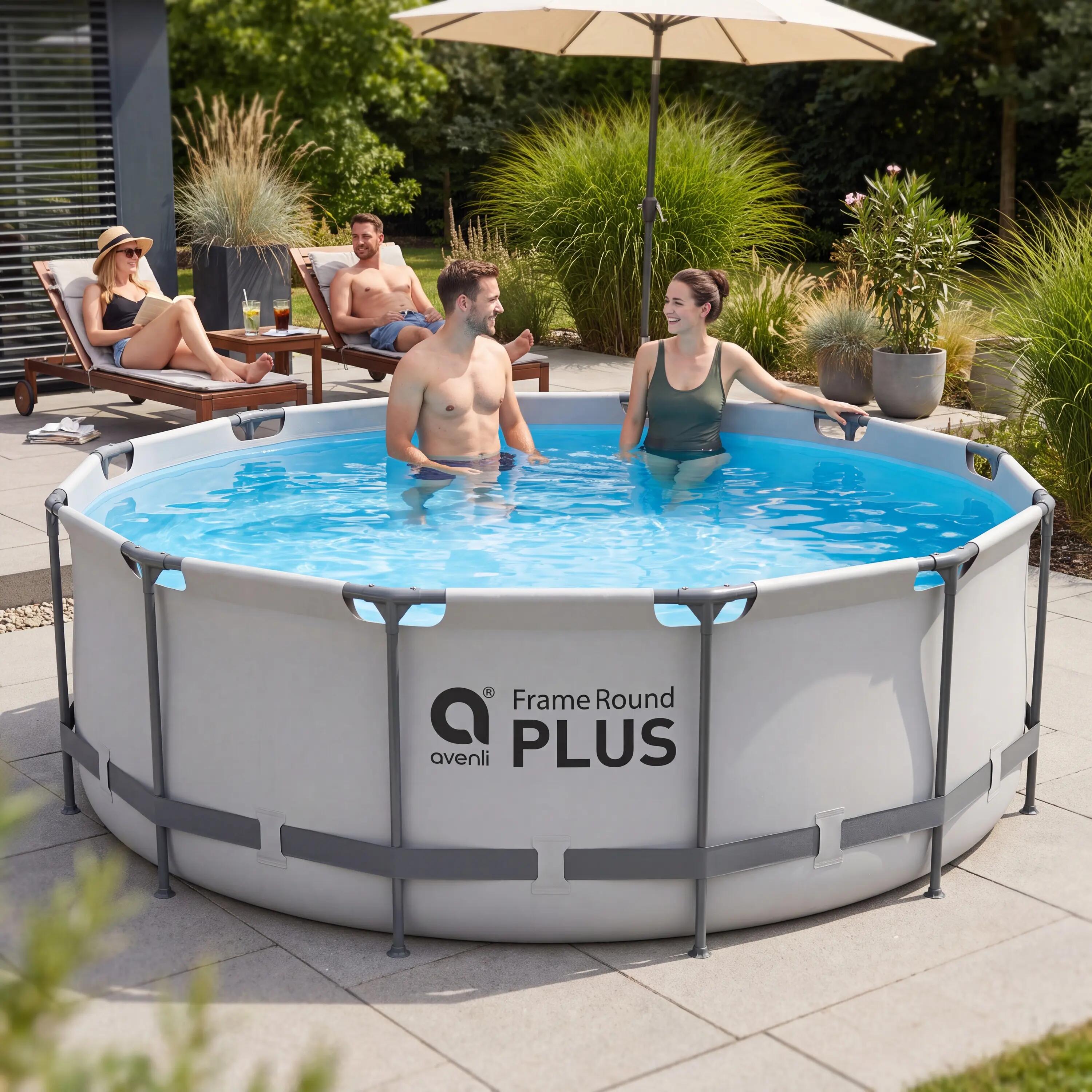 Frame Pool Ersatzpool rund 366x100 cm grau ohne Filterpumpe 8/15