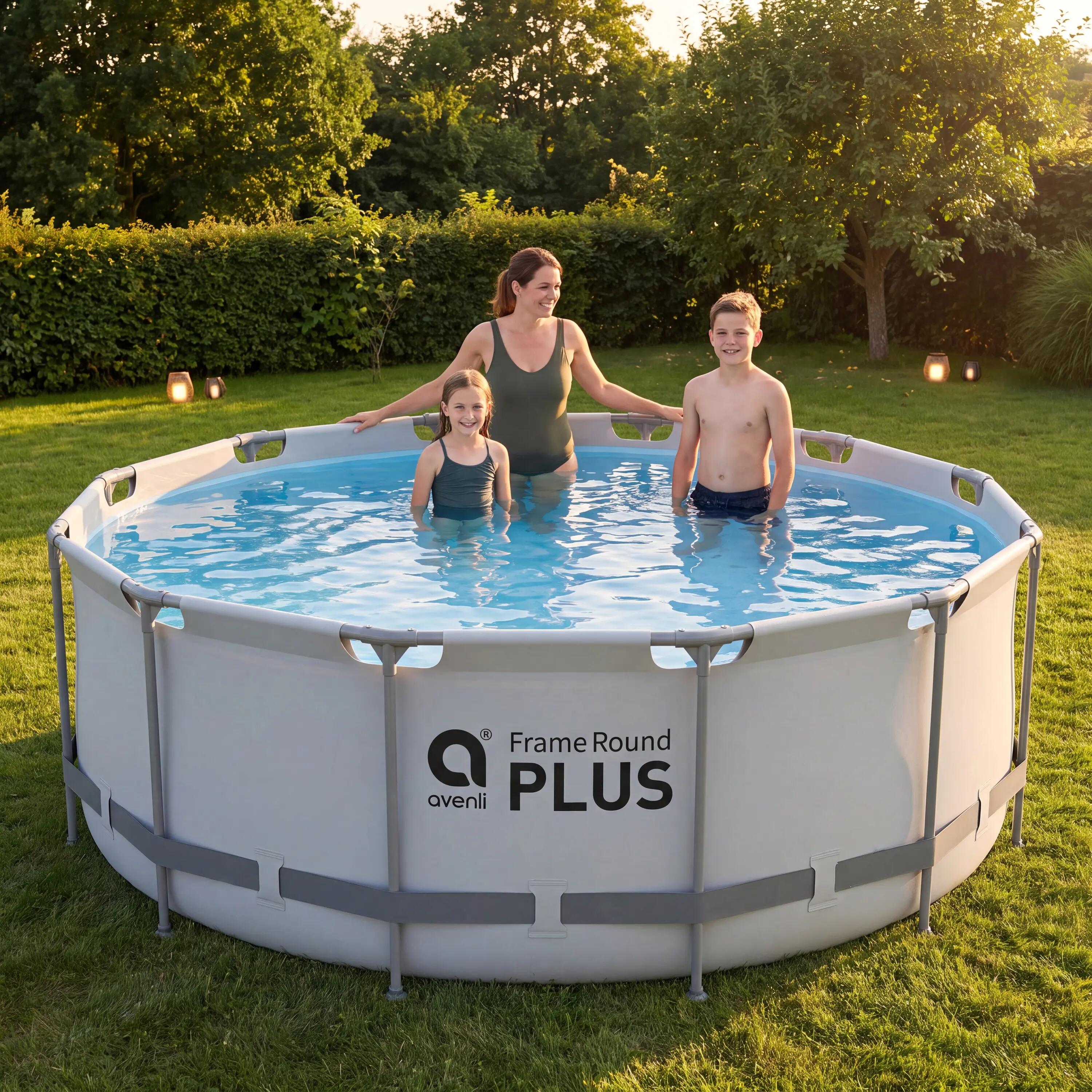 Frame Pool Ersatzpool rund 366x100 cm grau ohne Filterpumpe 5/15