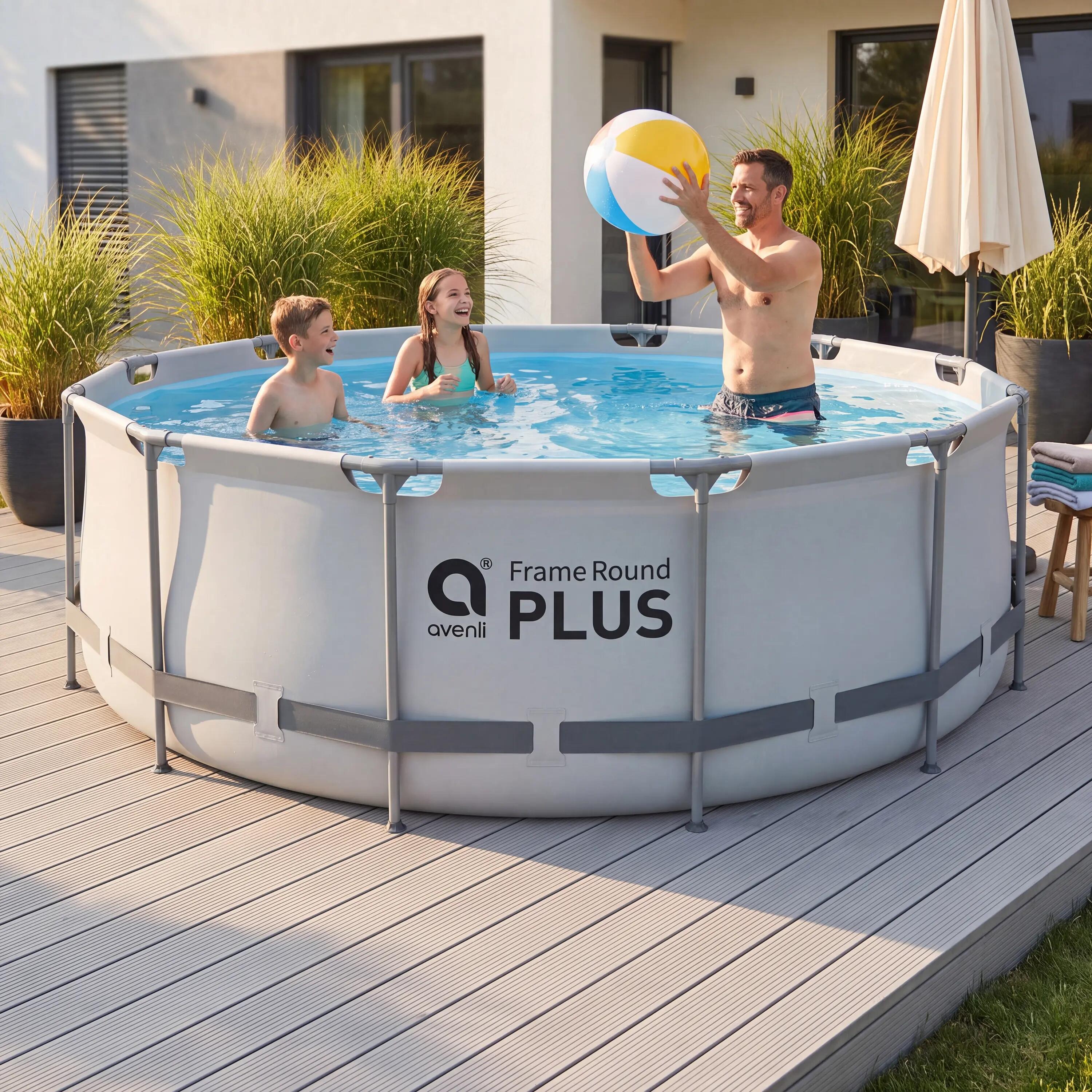 Frame Pool Ersatzpool rund 366x100 cm grau ohne Filterpumpe 3/15