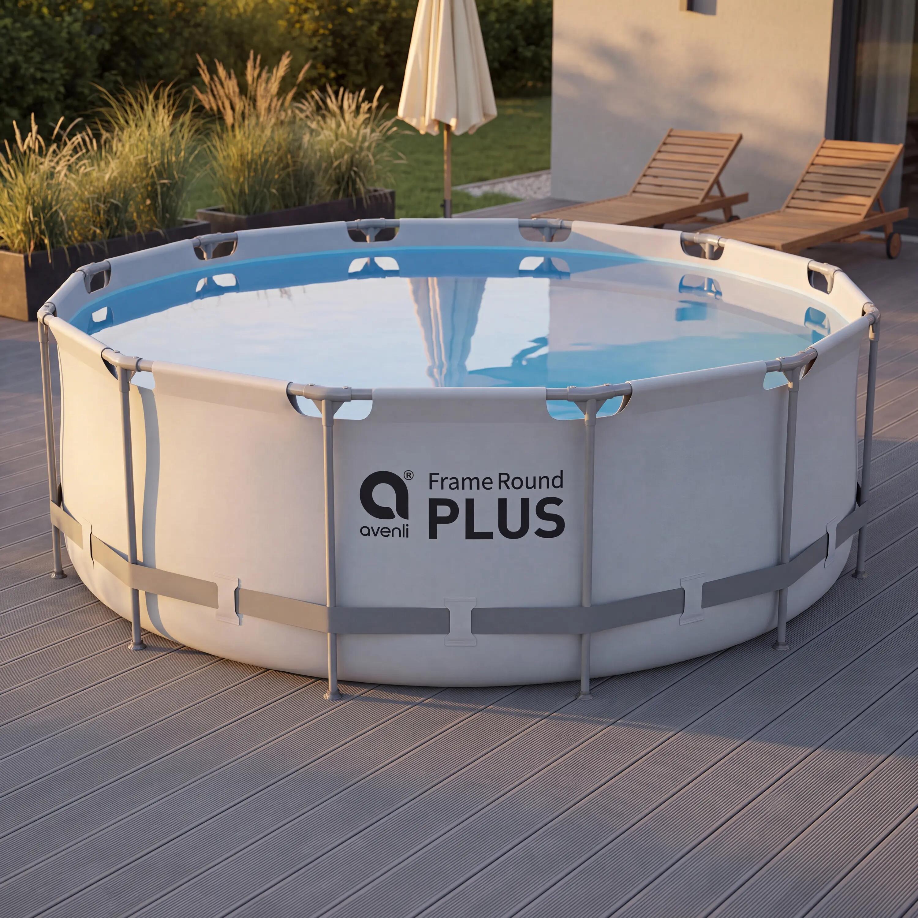 Frame Pool Ersatzpool rund 366x100 cm grau ohne Filterpumpe 10/15