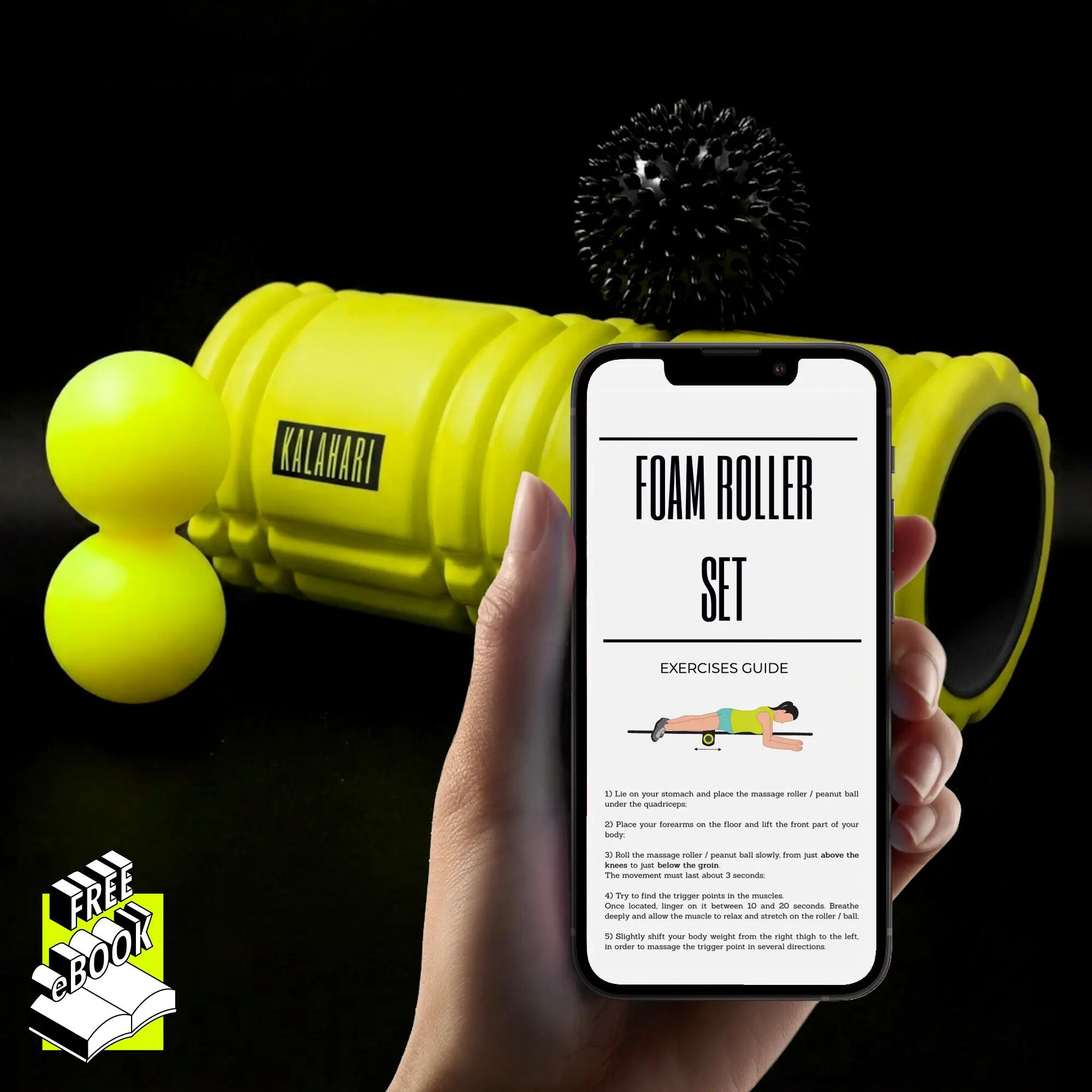 Faszienrolle Set, 3 Stück - Foam Roller, Duoball, Igelball zur Faszientraining 4/6