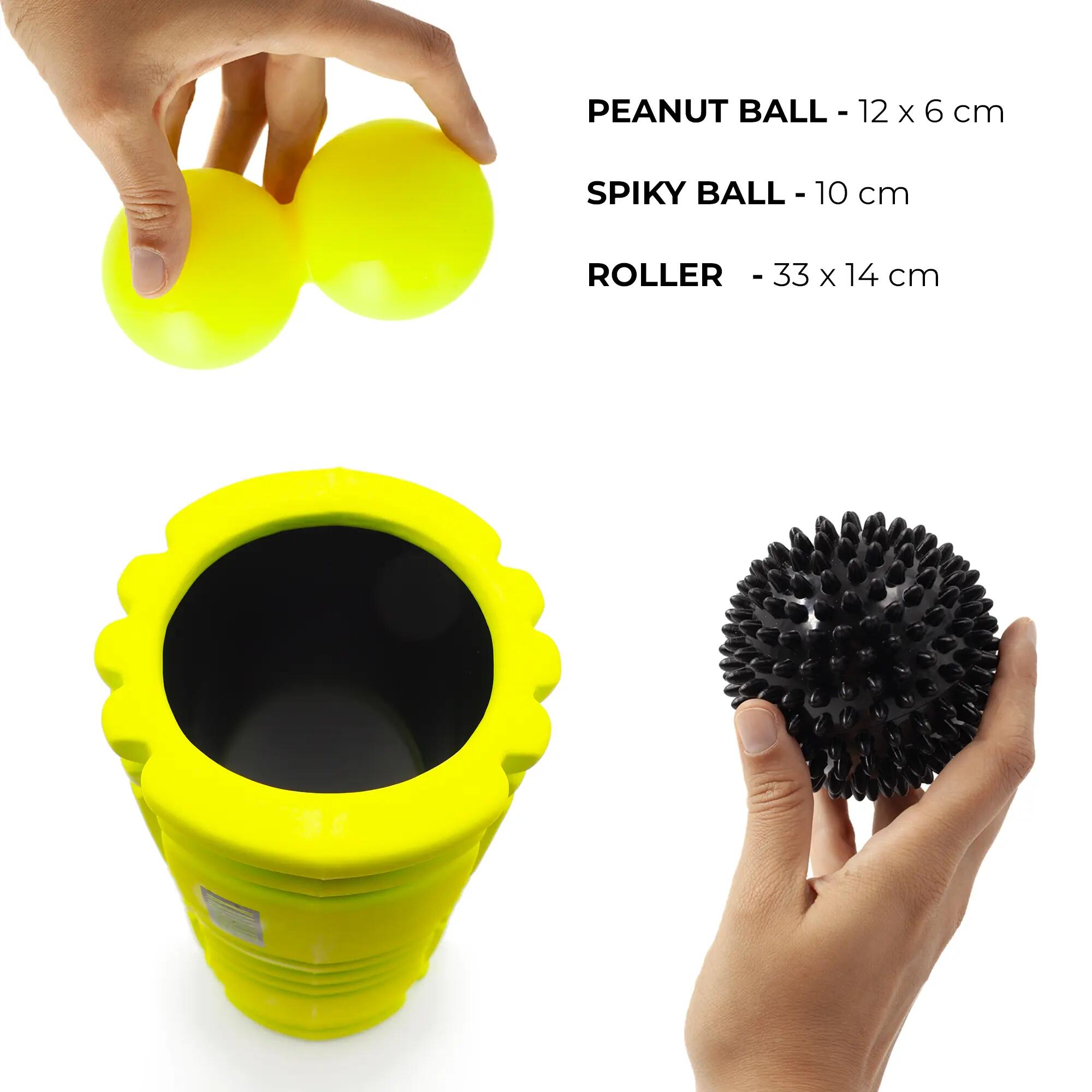 Faszienrolle Set, 3 Stück - Foam Roller, Duoball, Igelball zur Faszientraining 2/6