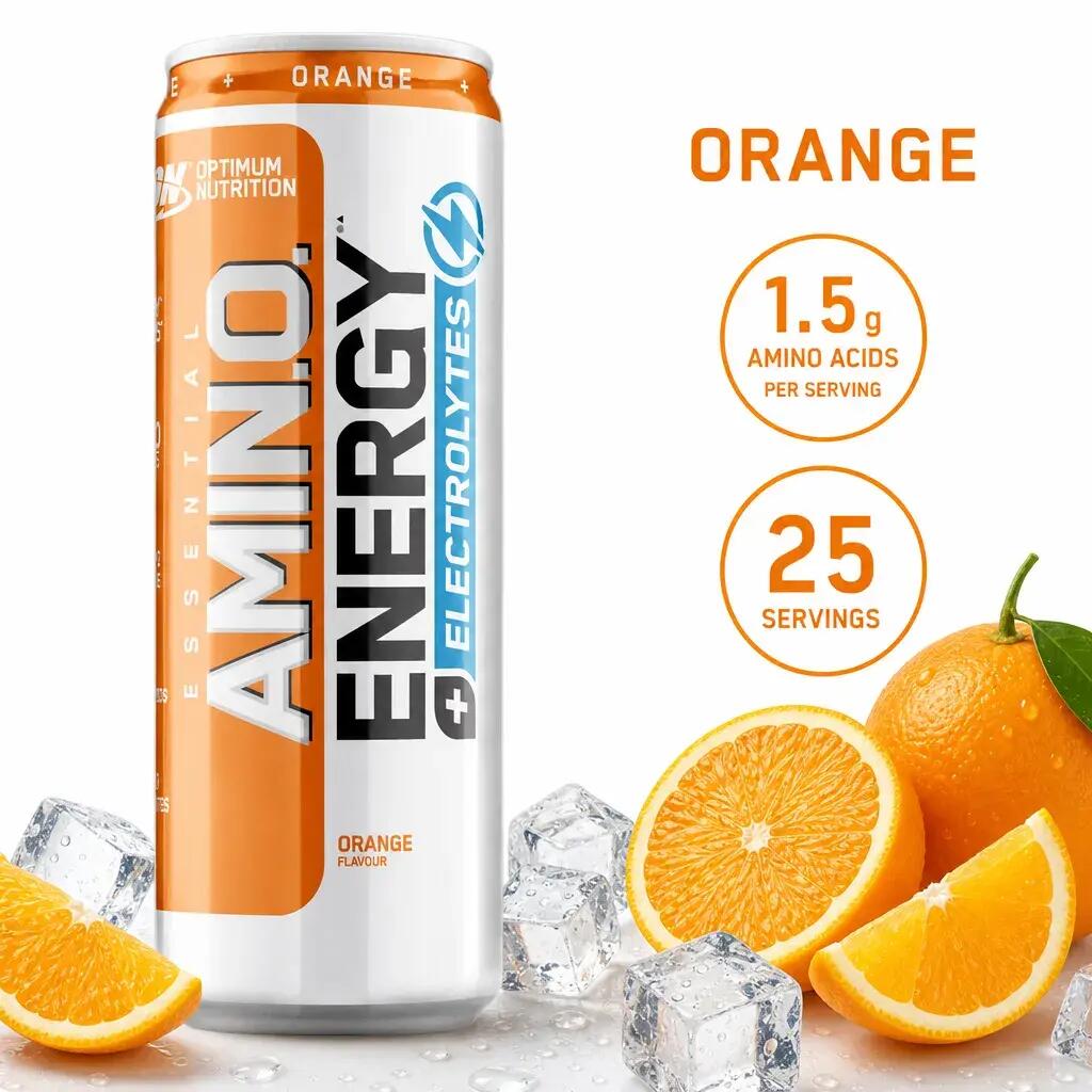 Amino Energy + Electrólitos - 250ml Laranja da Optimum Nutrition 2/3